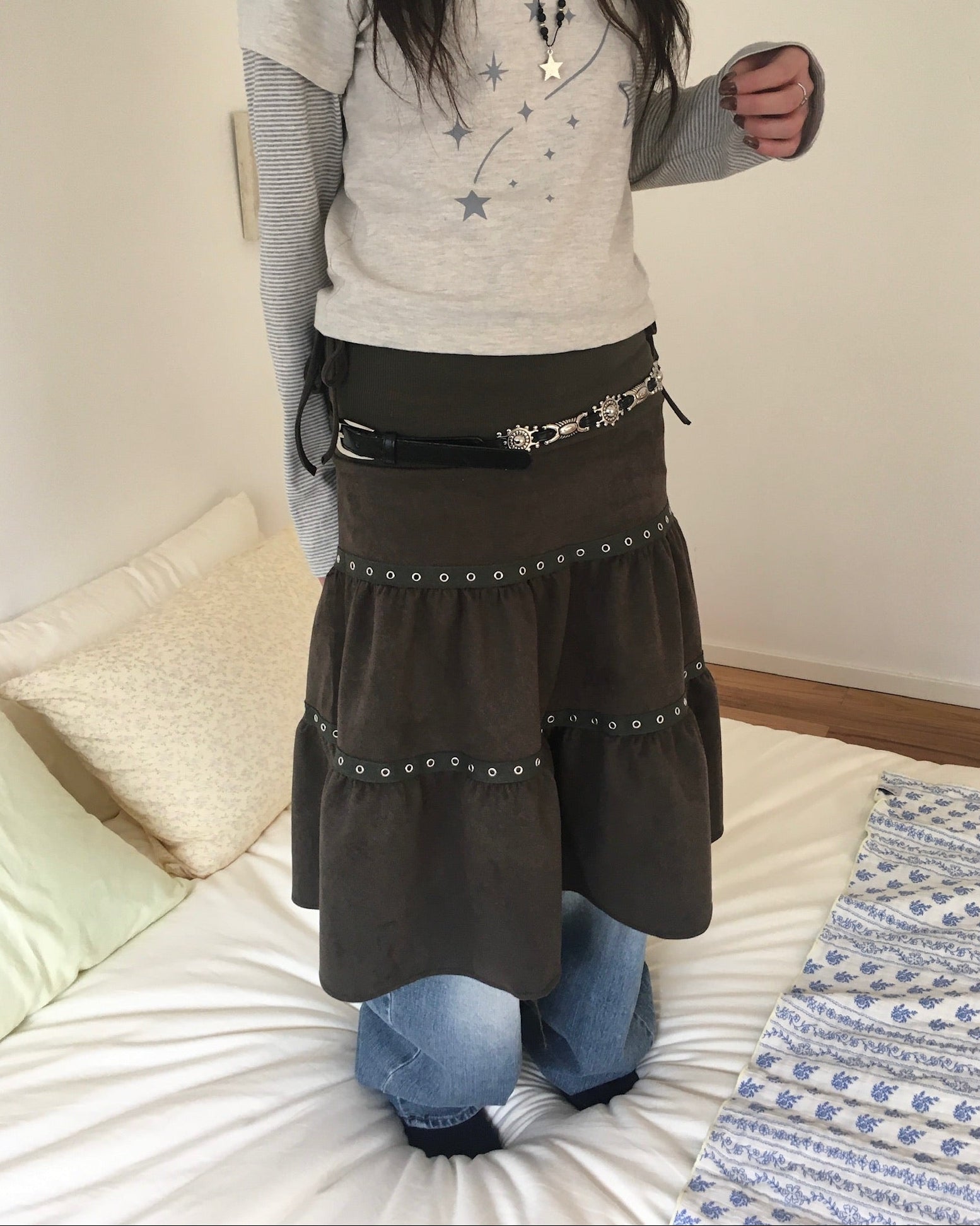 hollow midi skirt