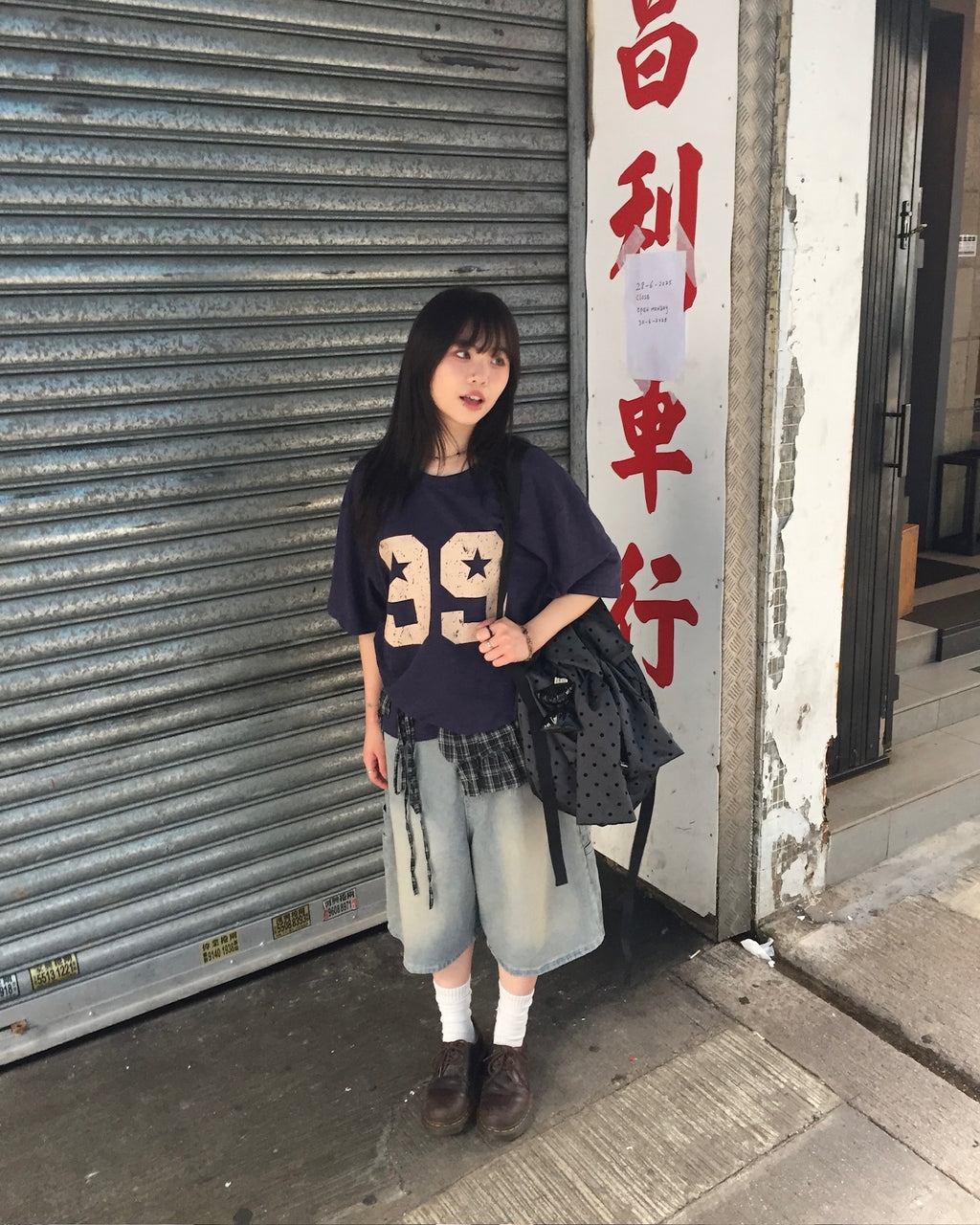 checked layer skirt (black)