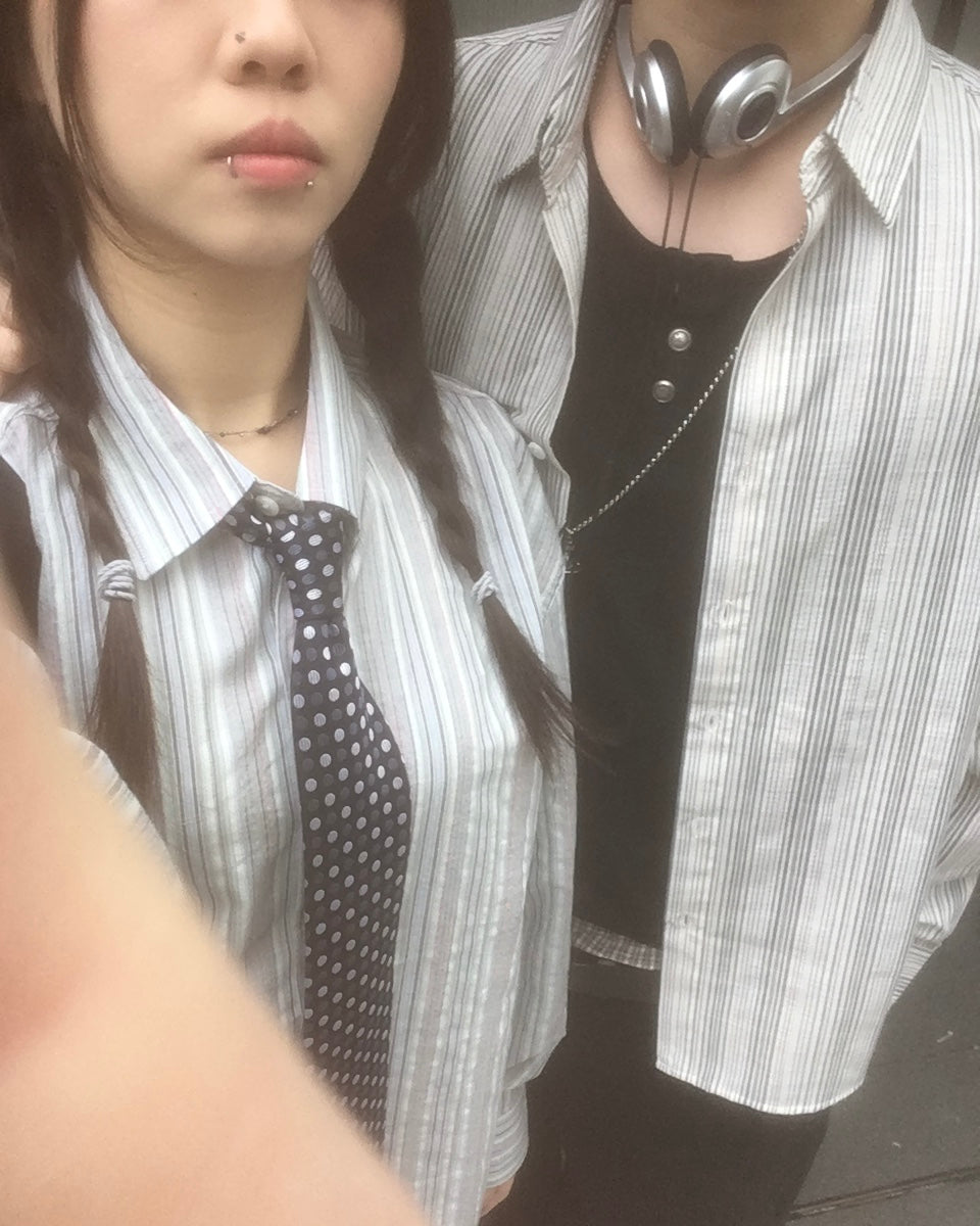 striped crop shirt (blue)