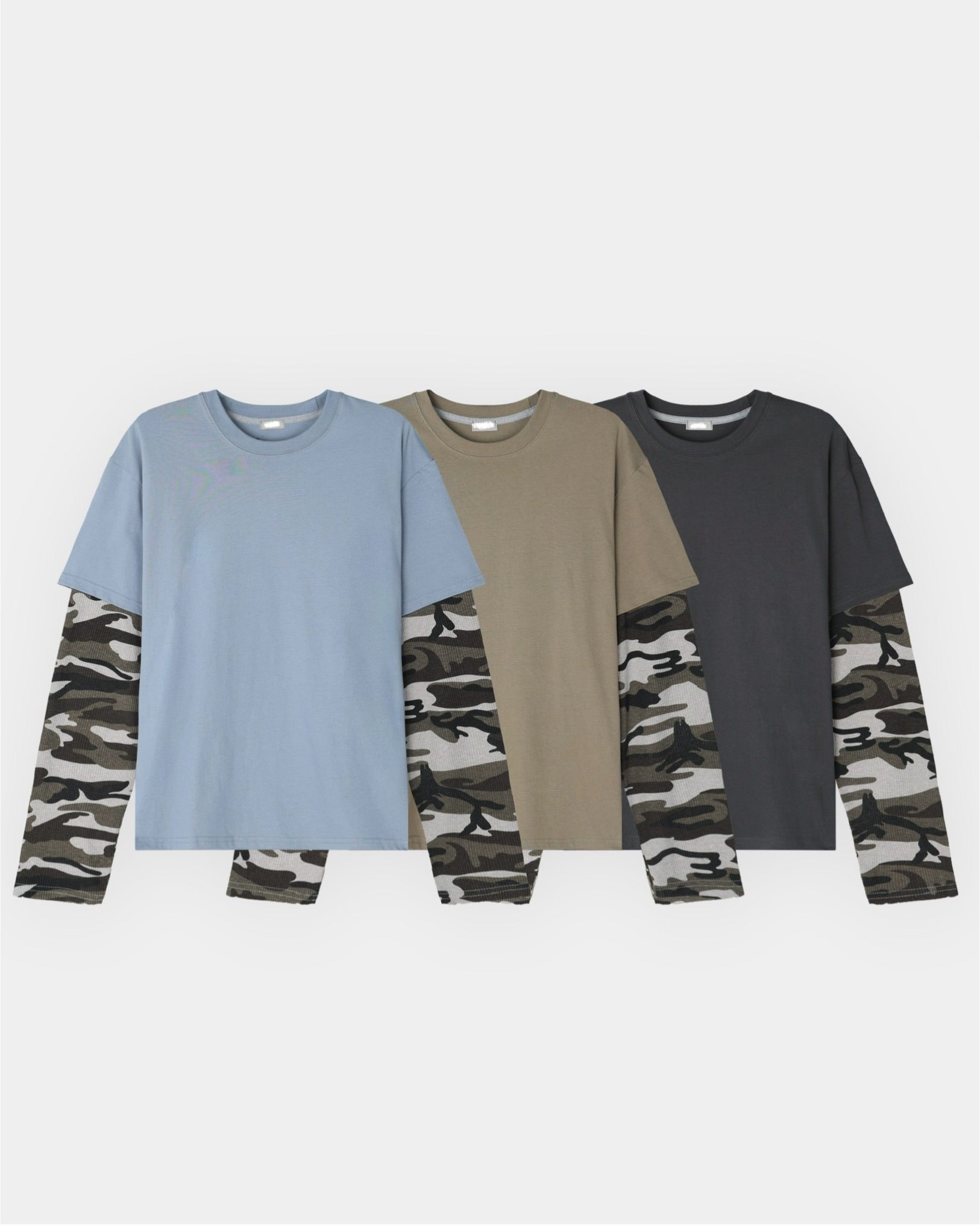 camo crop layered tee (charcoal)