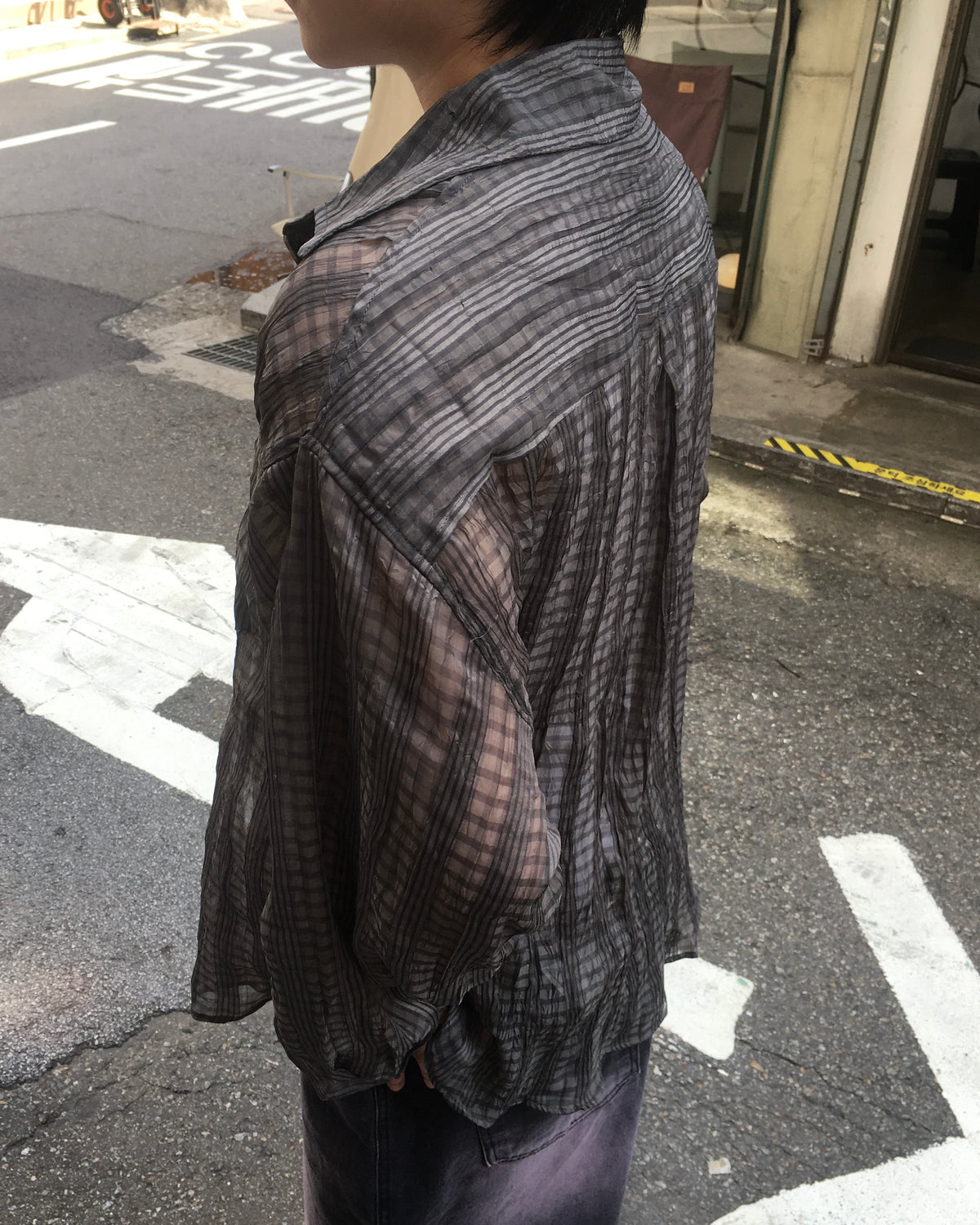 wrinkle checked shirt (charcoal)
