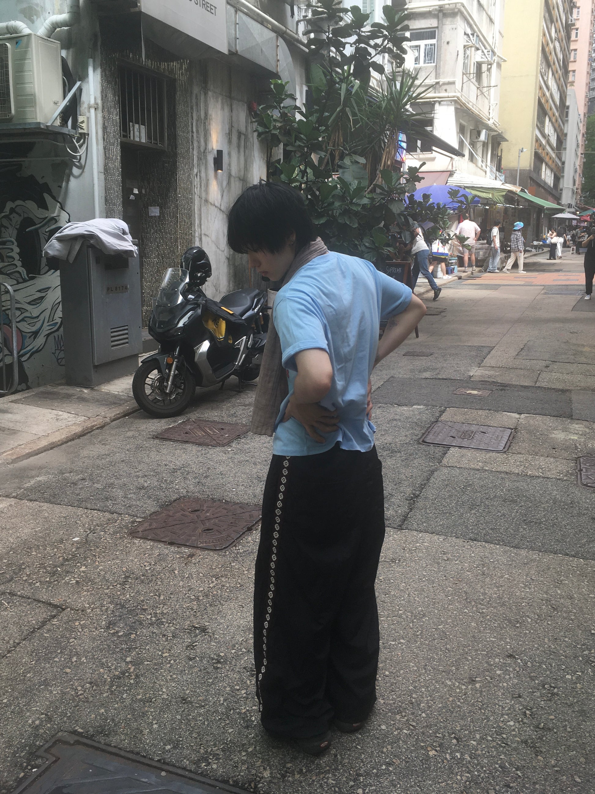 side sun nylon pants (black)