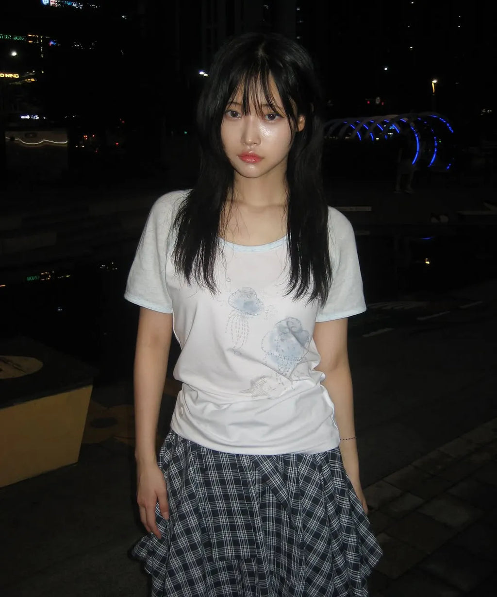 HUGYOURSKIN JELLY FISH RINGER TEE (BLUE)