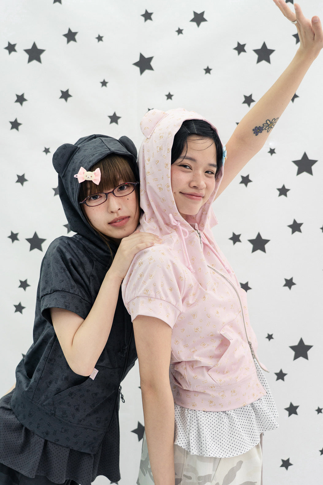 HUGYOURSKIN KORILAKKUMA PRINTED HOODIE ZIP-UP (PINK)