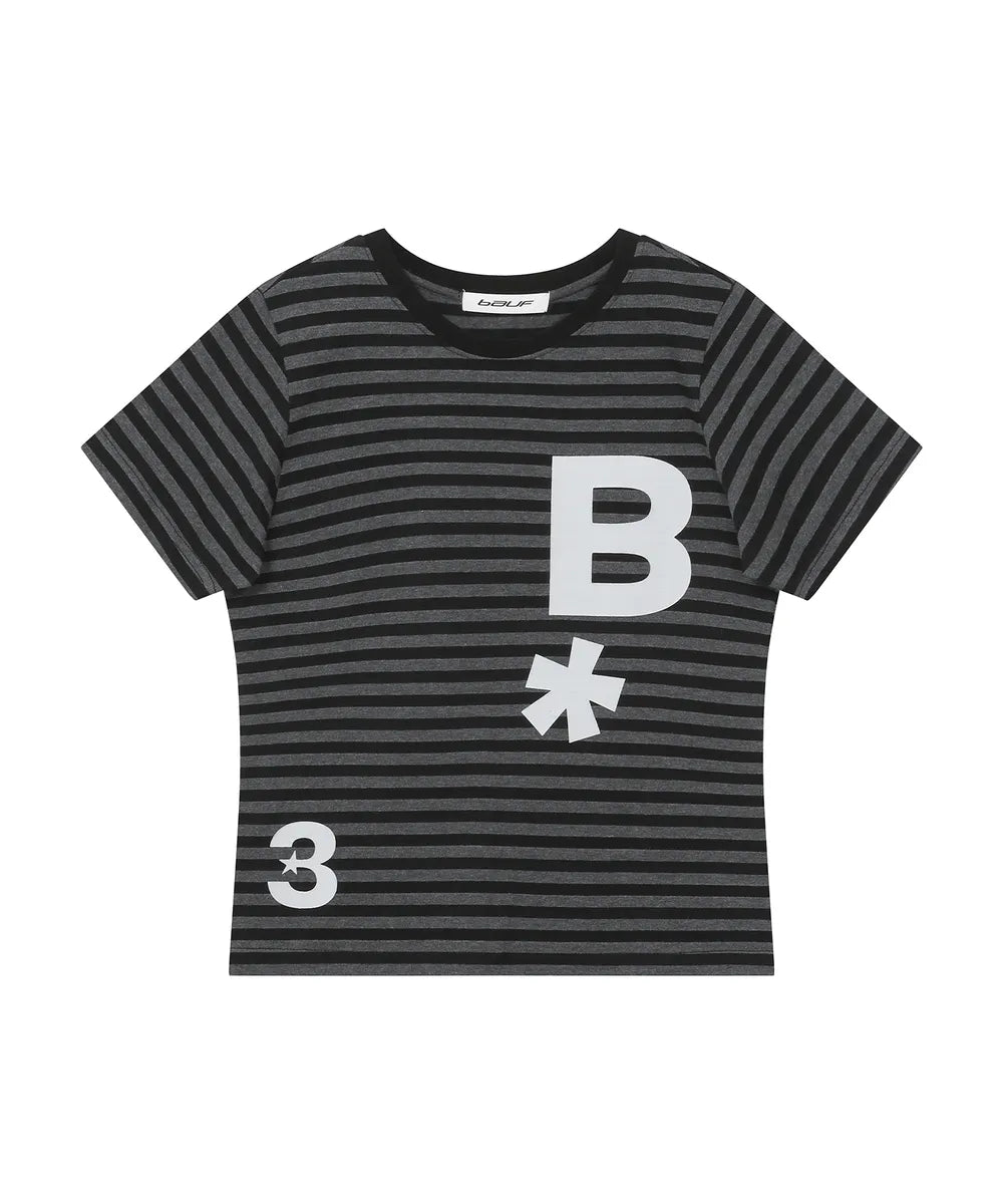 BAUF B LOGO SLIM FIT T-SHIRT (STRIPE BLACK)