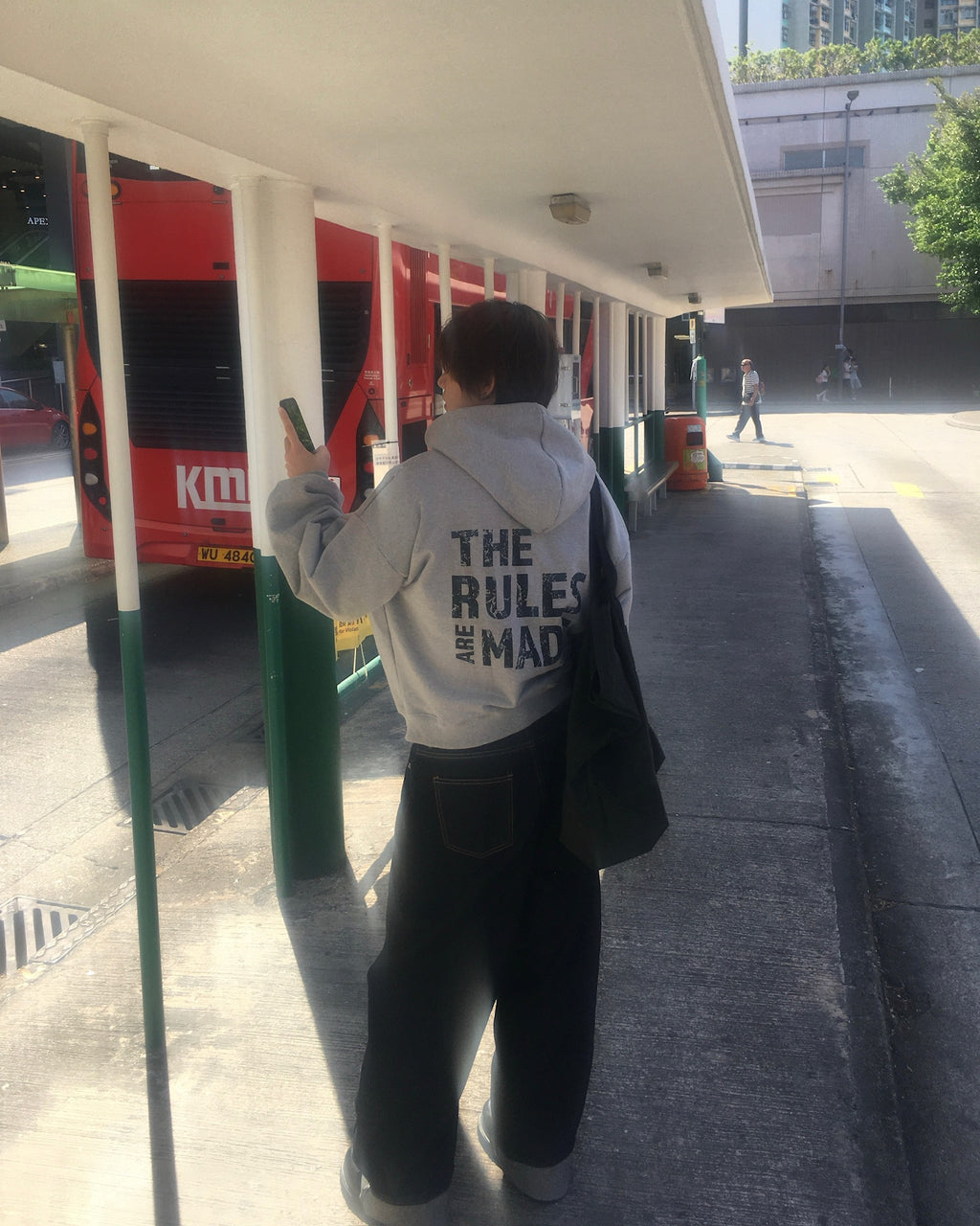 USA crop zip-up hoodie (grey)