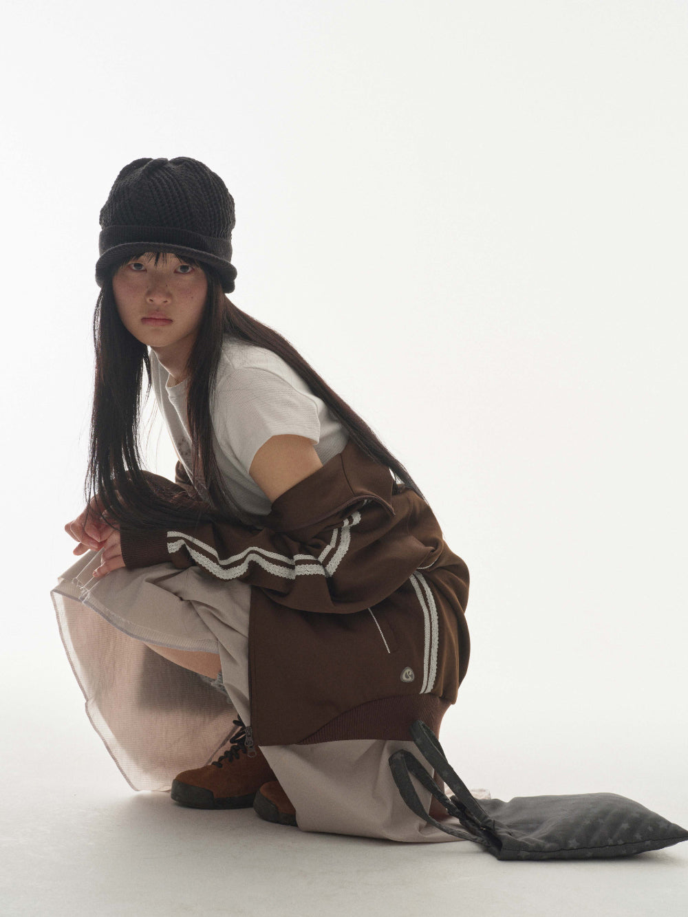 ✪【𝘱𝘳𝘦-𝘰𝘳𝘥𝘦𝘳】coyseio coy visor crochet beanie (2 color)