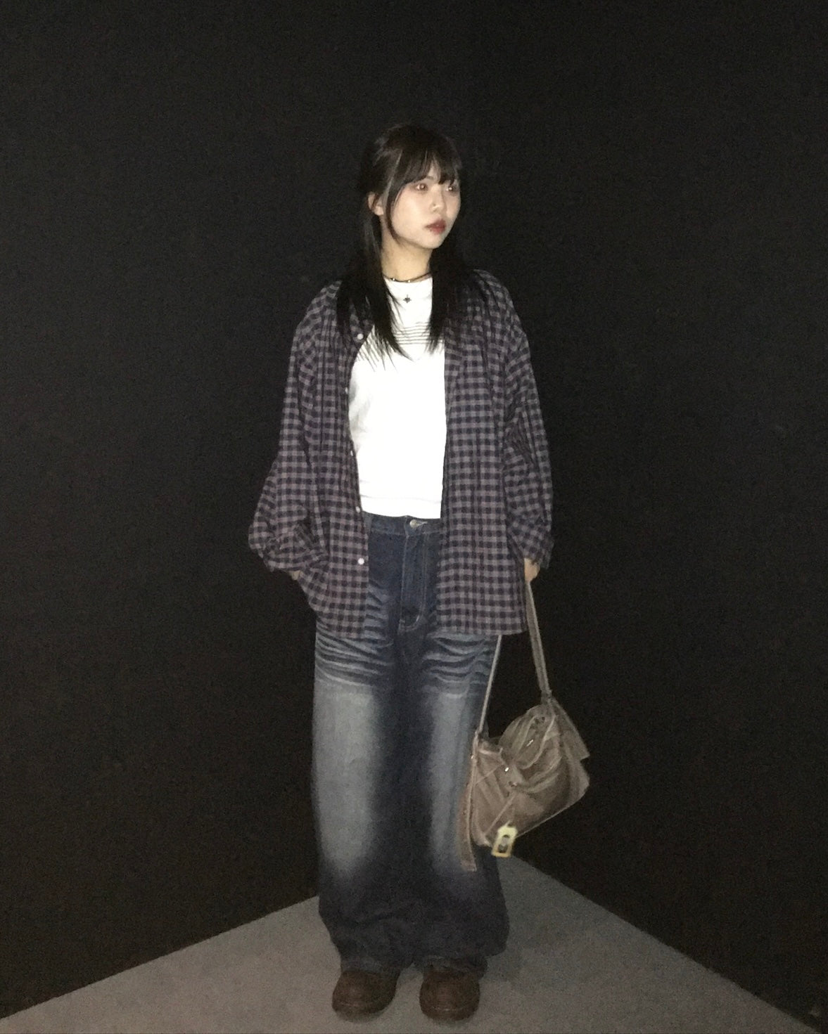 (in stock) simple smoke wide jeans