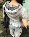 mini hood ruffle tee (grey)