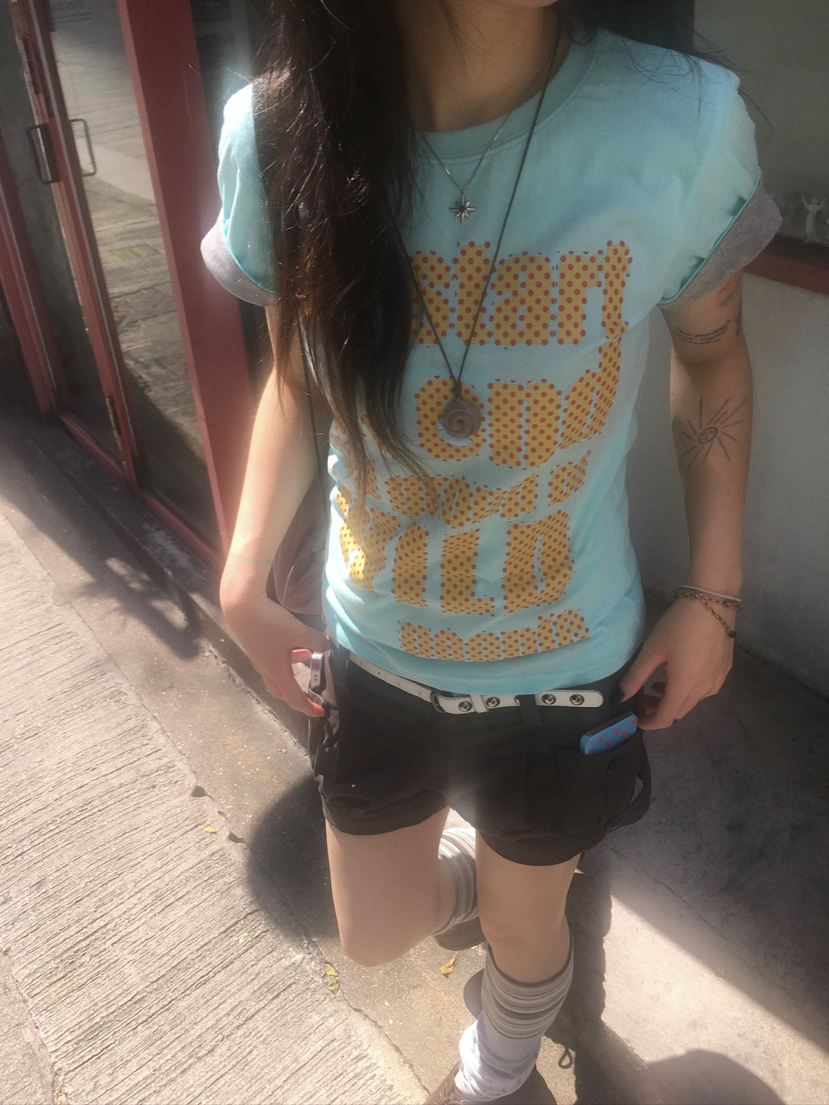 dot letter roll-up tee (mint)