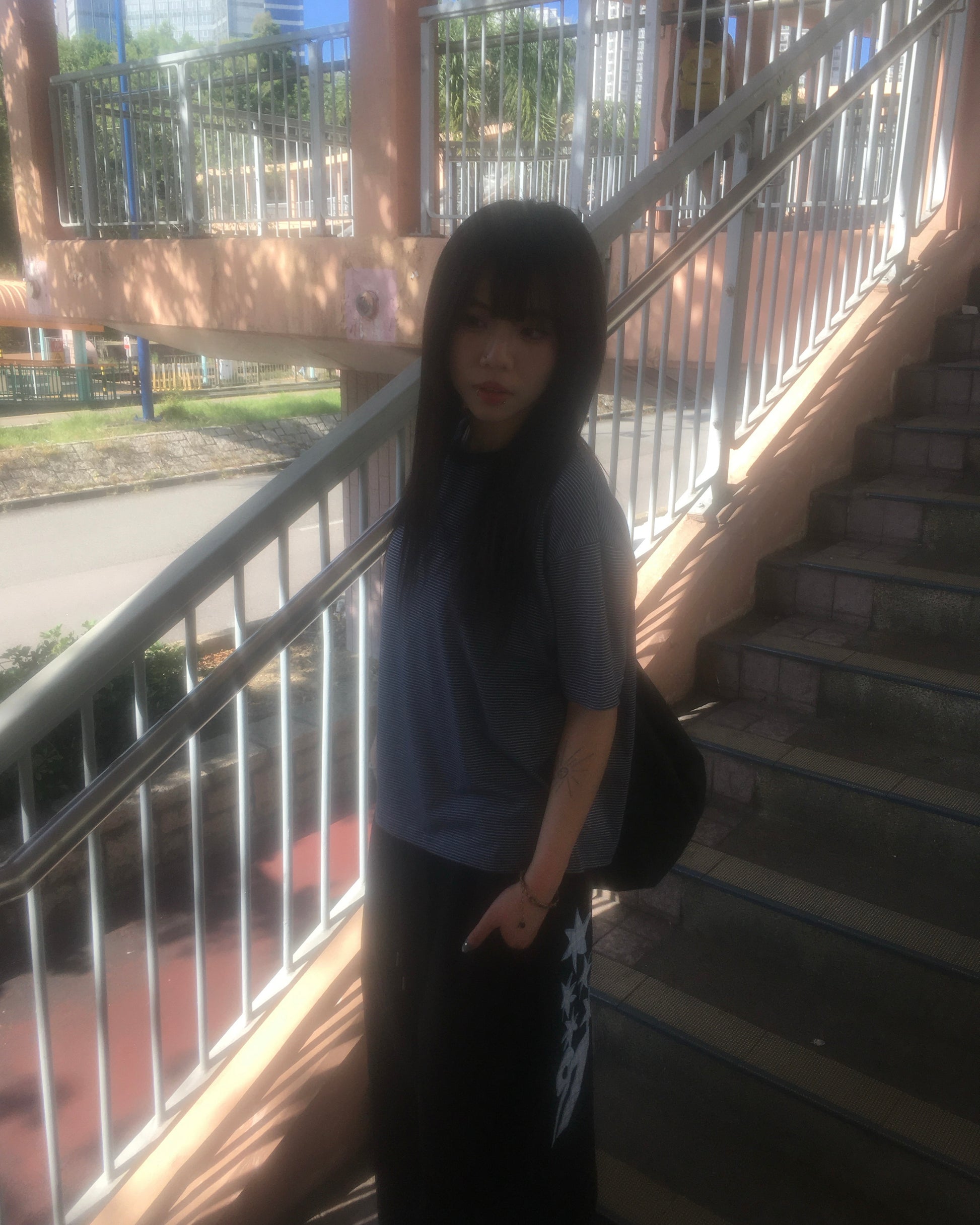 basic striped tee (navy)