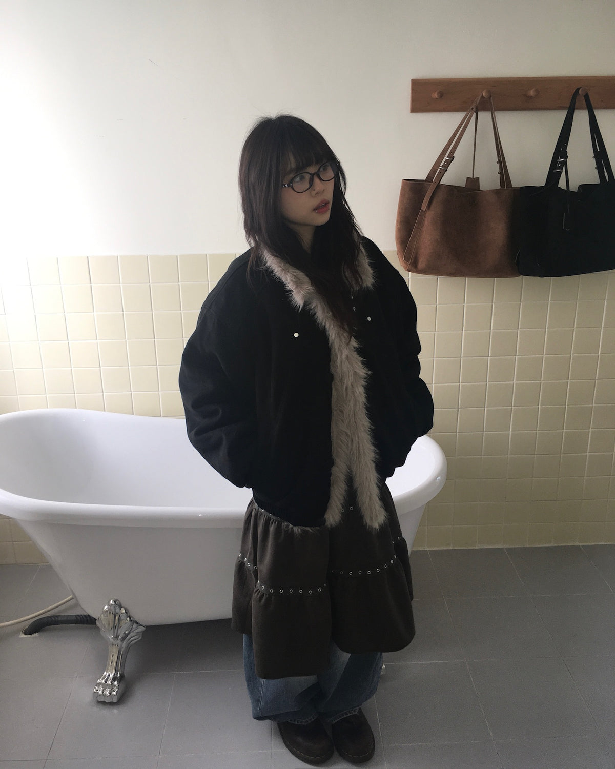(★best) fur collar jacket (black)