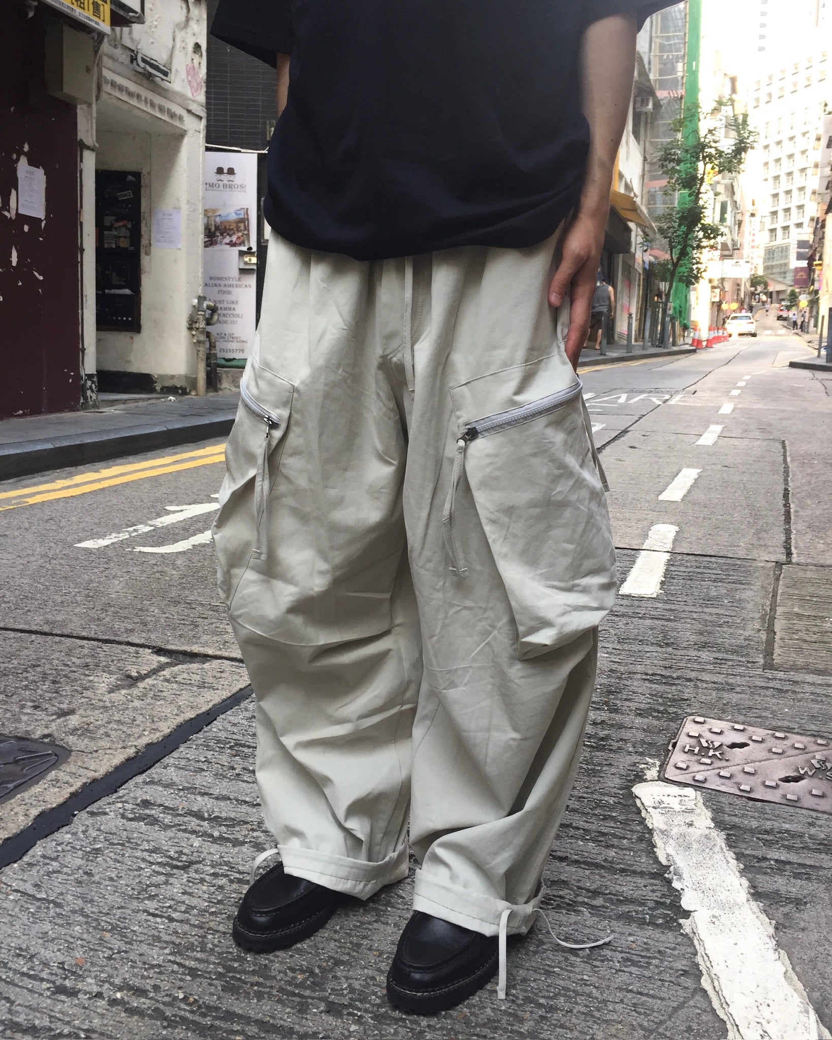 (in stock) zipper cargo balloon pants