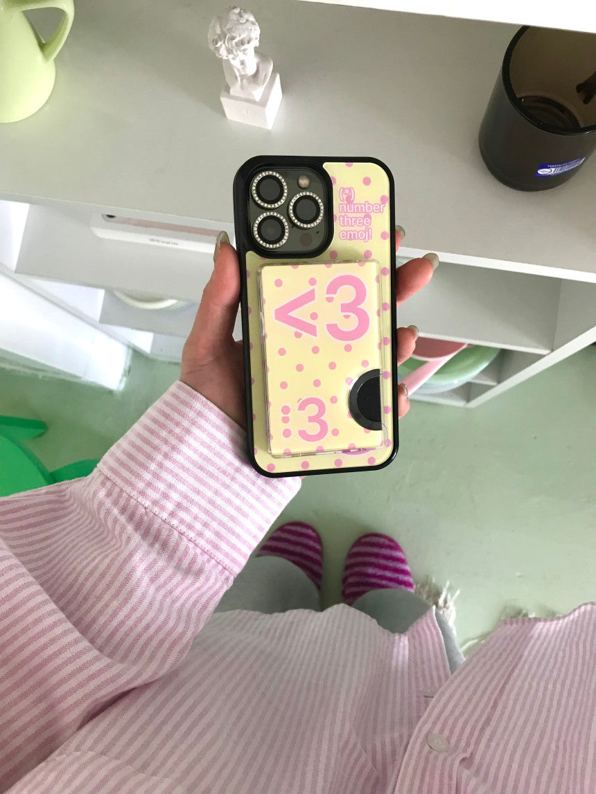 <3 emoji phone case+card slot (★SET)