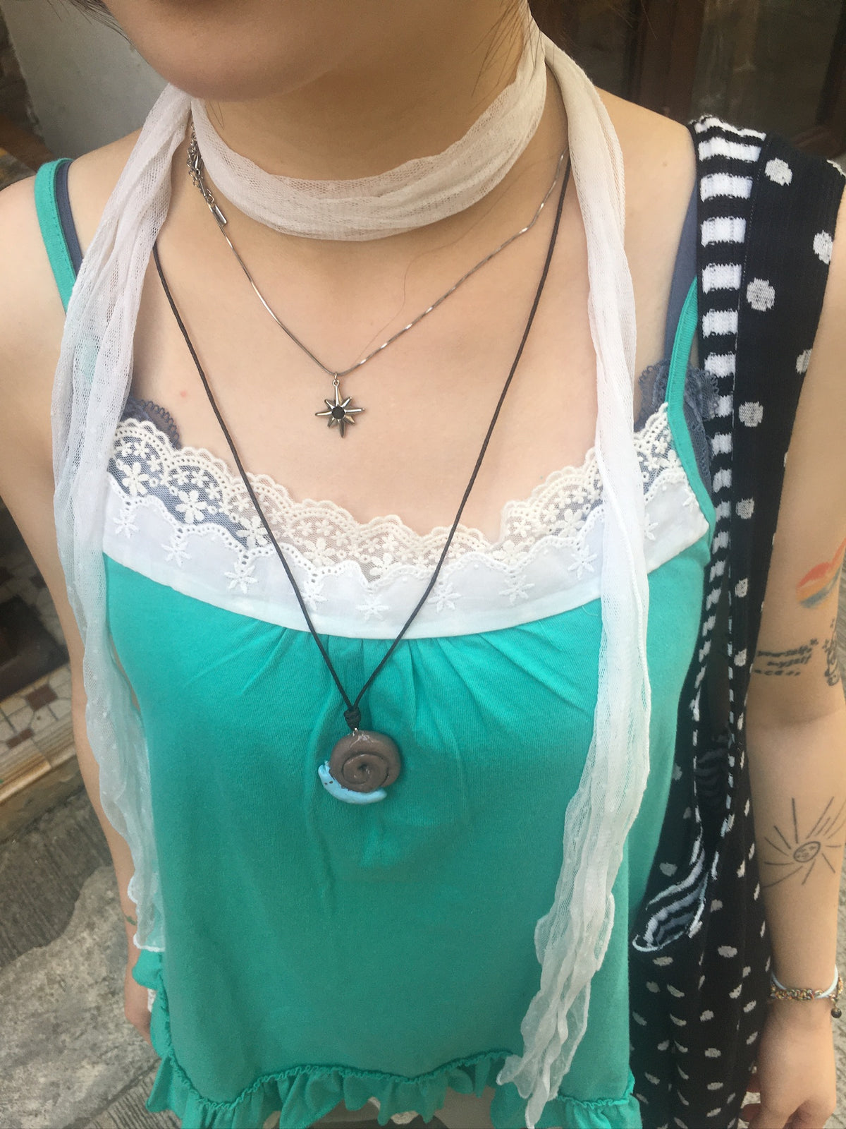 lace trim layer ruffle top (mint)