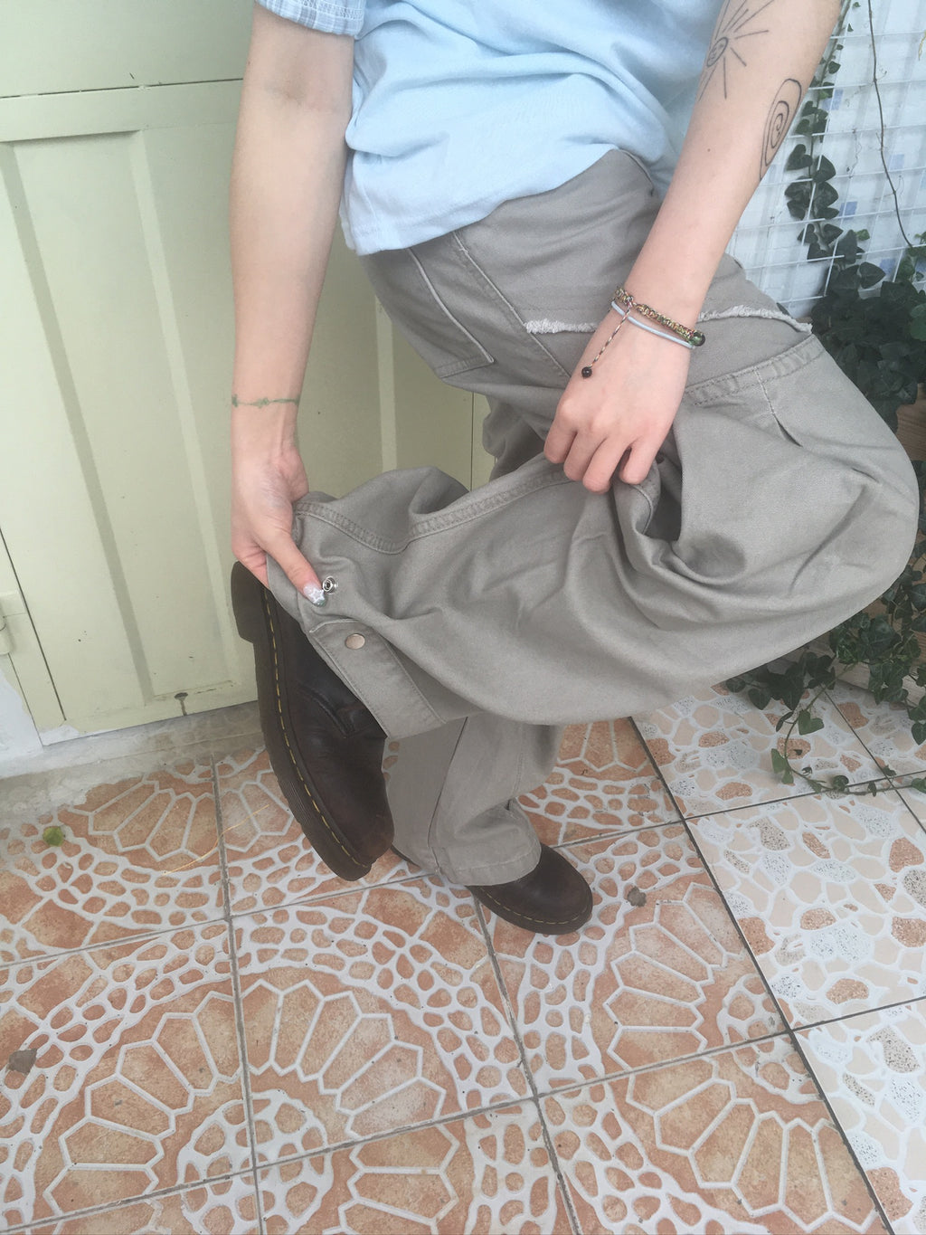 (★BEST) hem button cargo pants (beige)