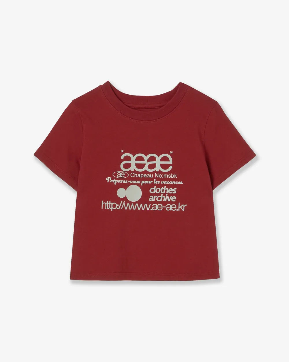 AEAE WEB LOGO CROP T-SHIRTS (BURGUNDY)