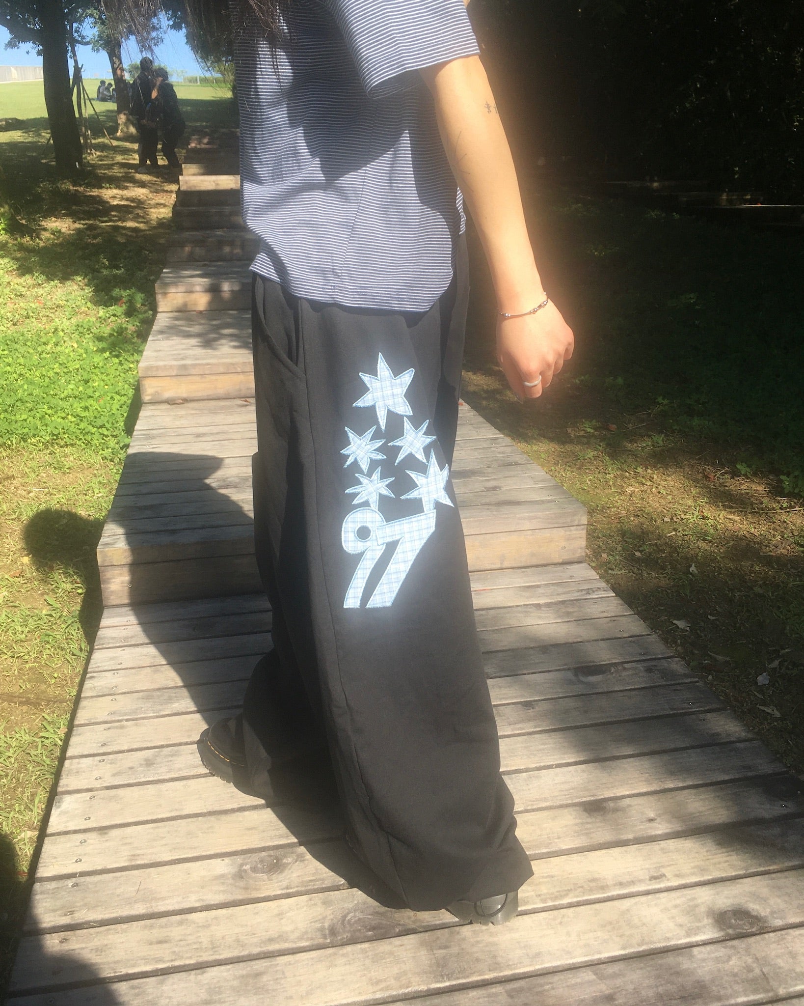 97 patch cotton pants (black)