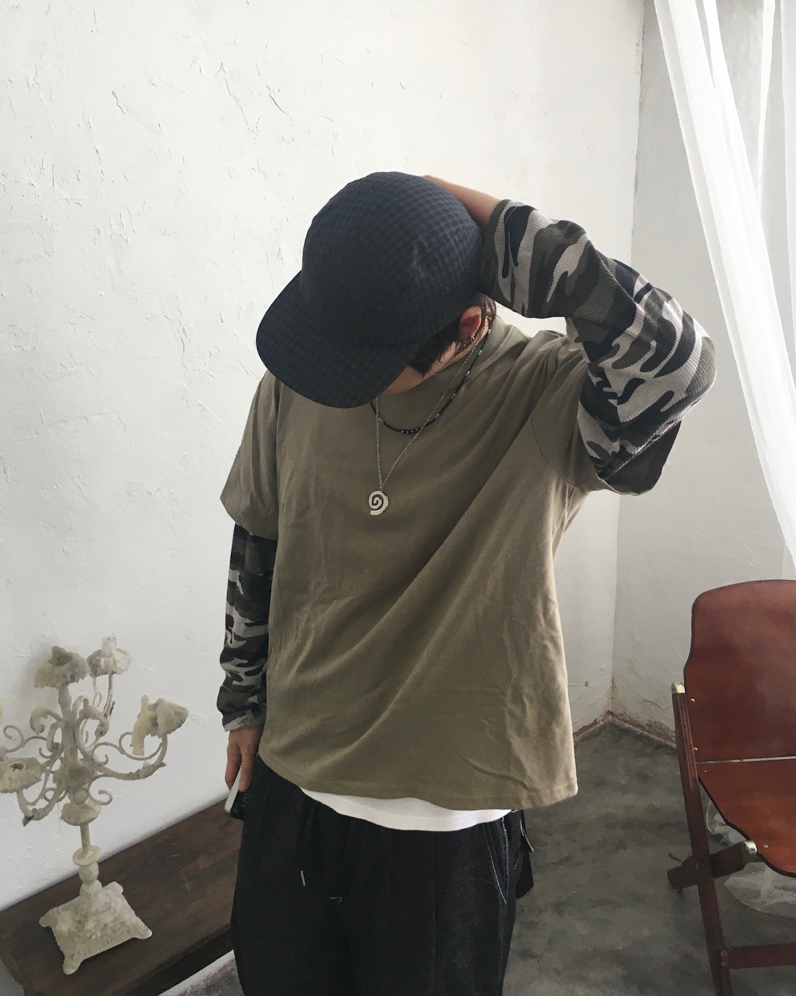 sun checked cap (black)