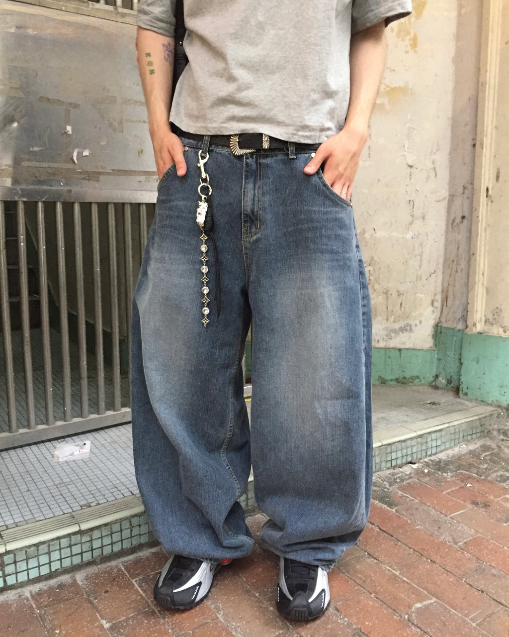 slub balloon wide jeans