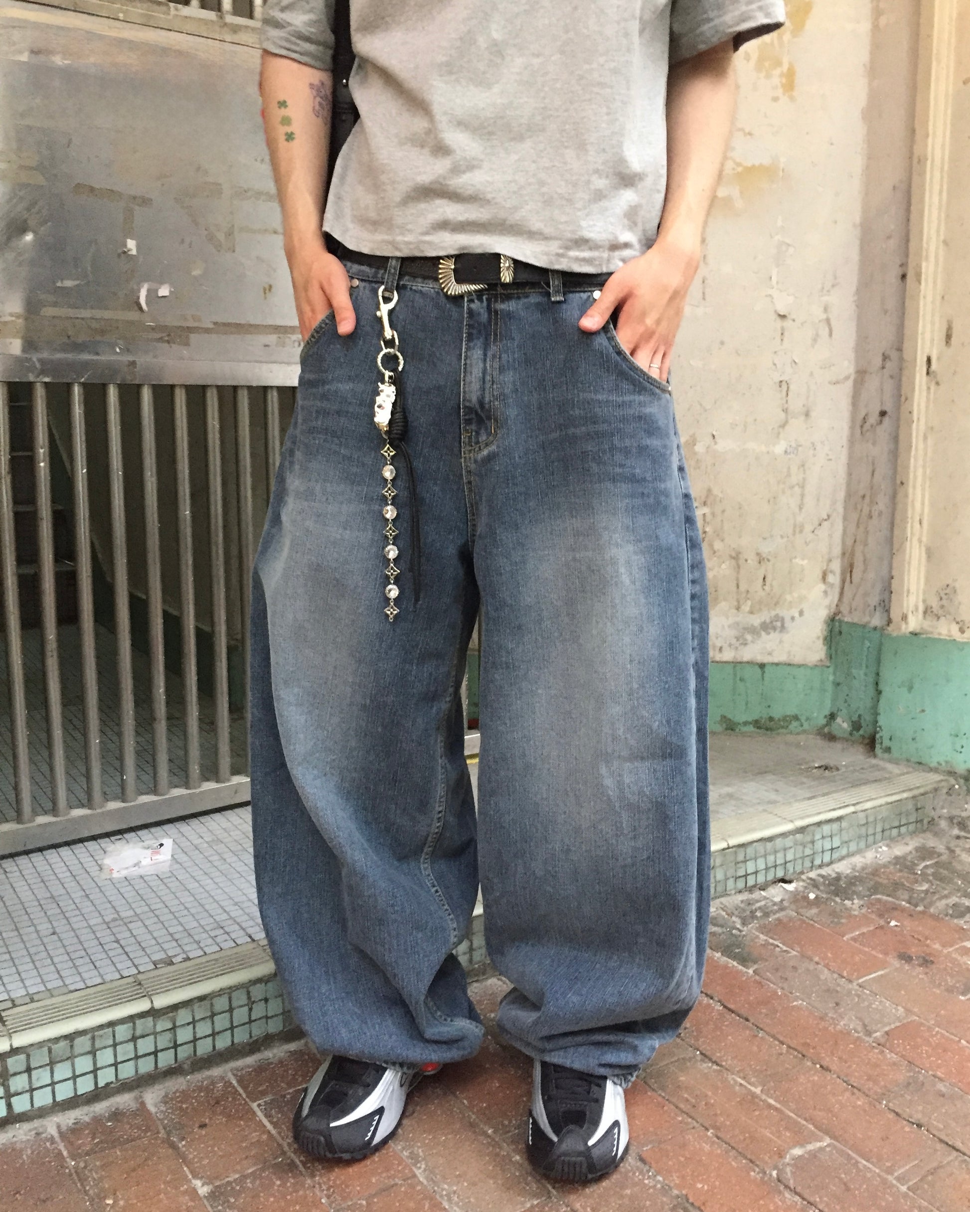 slub balloon wide jeans