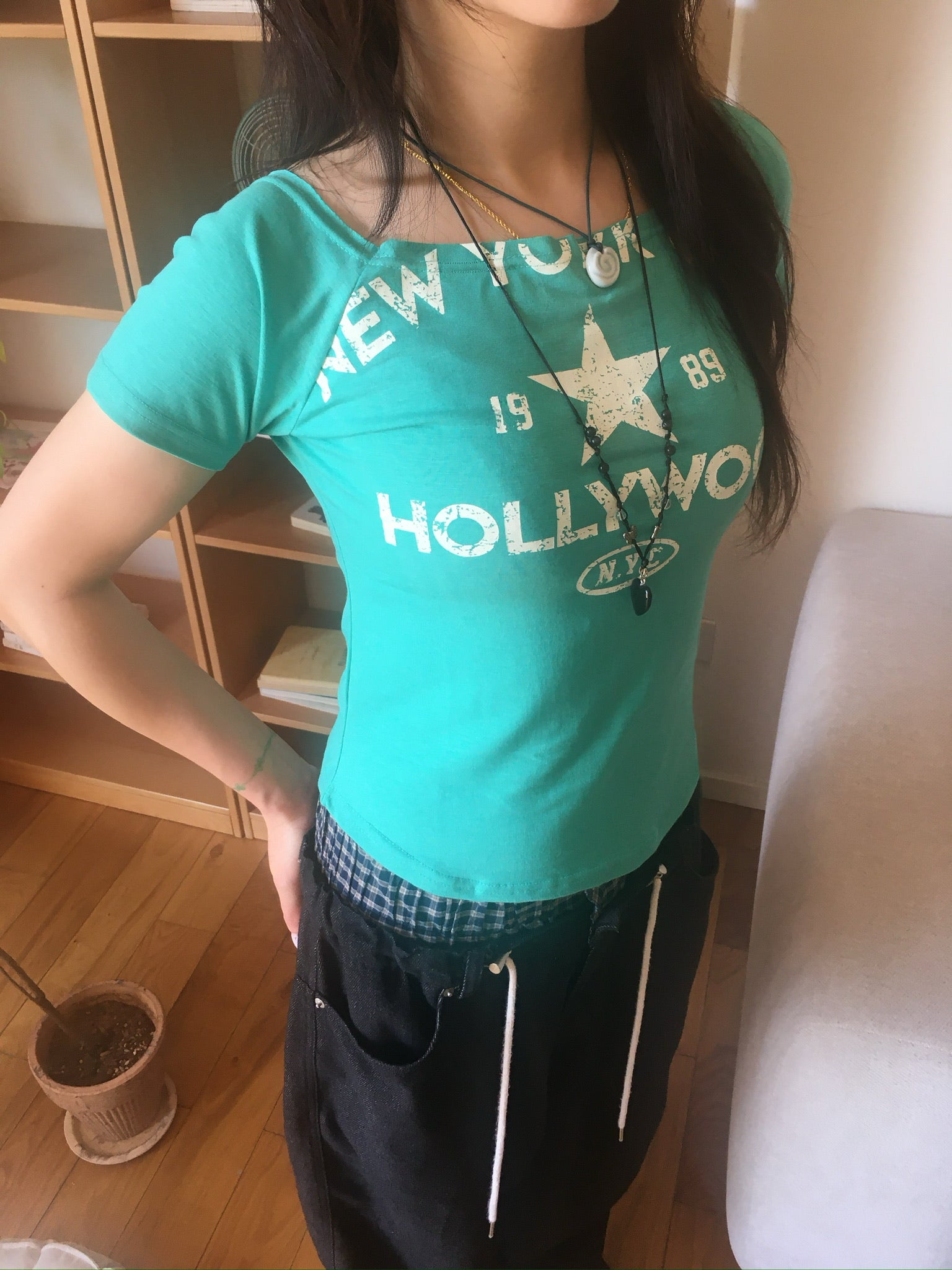 hollywood boat neck tee (mint)