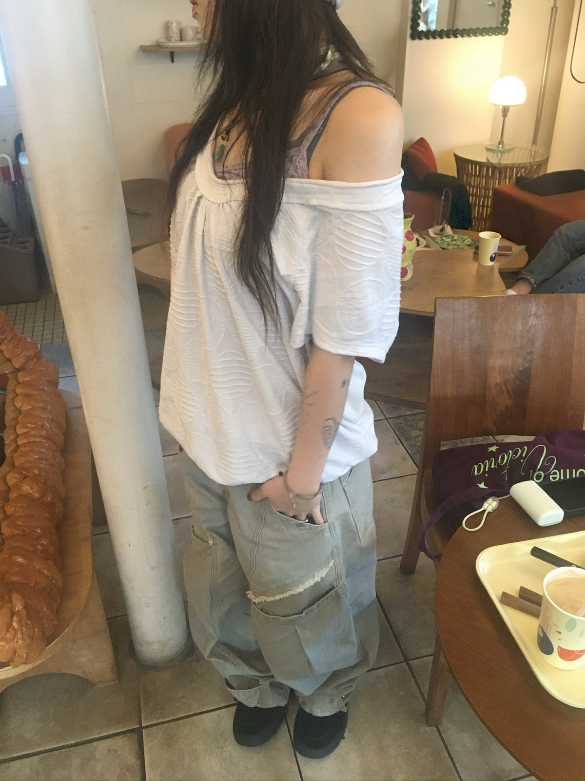 (★best) textured off shoulder blouse