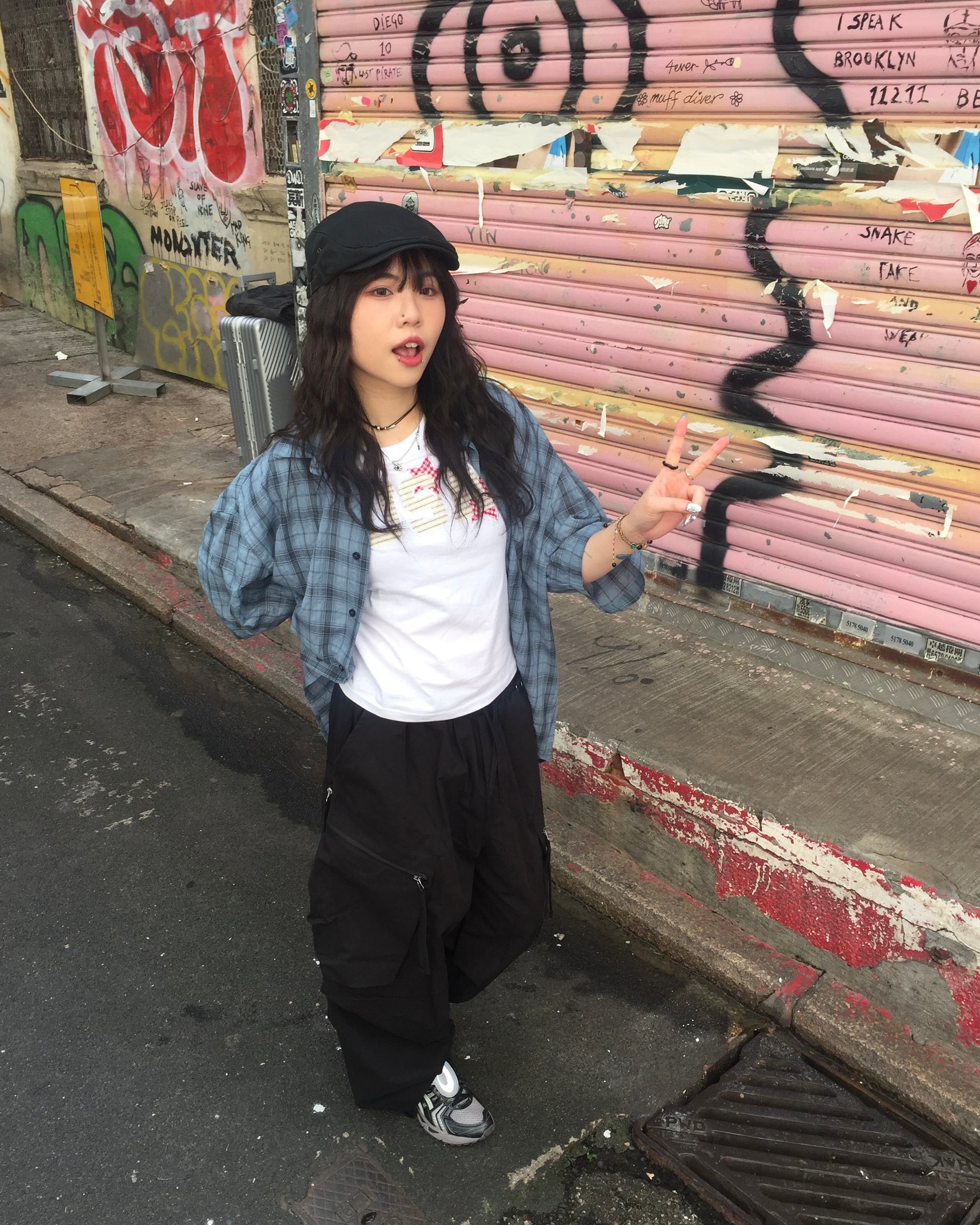 zipper cargo balloon pants (black)