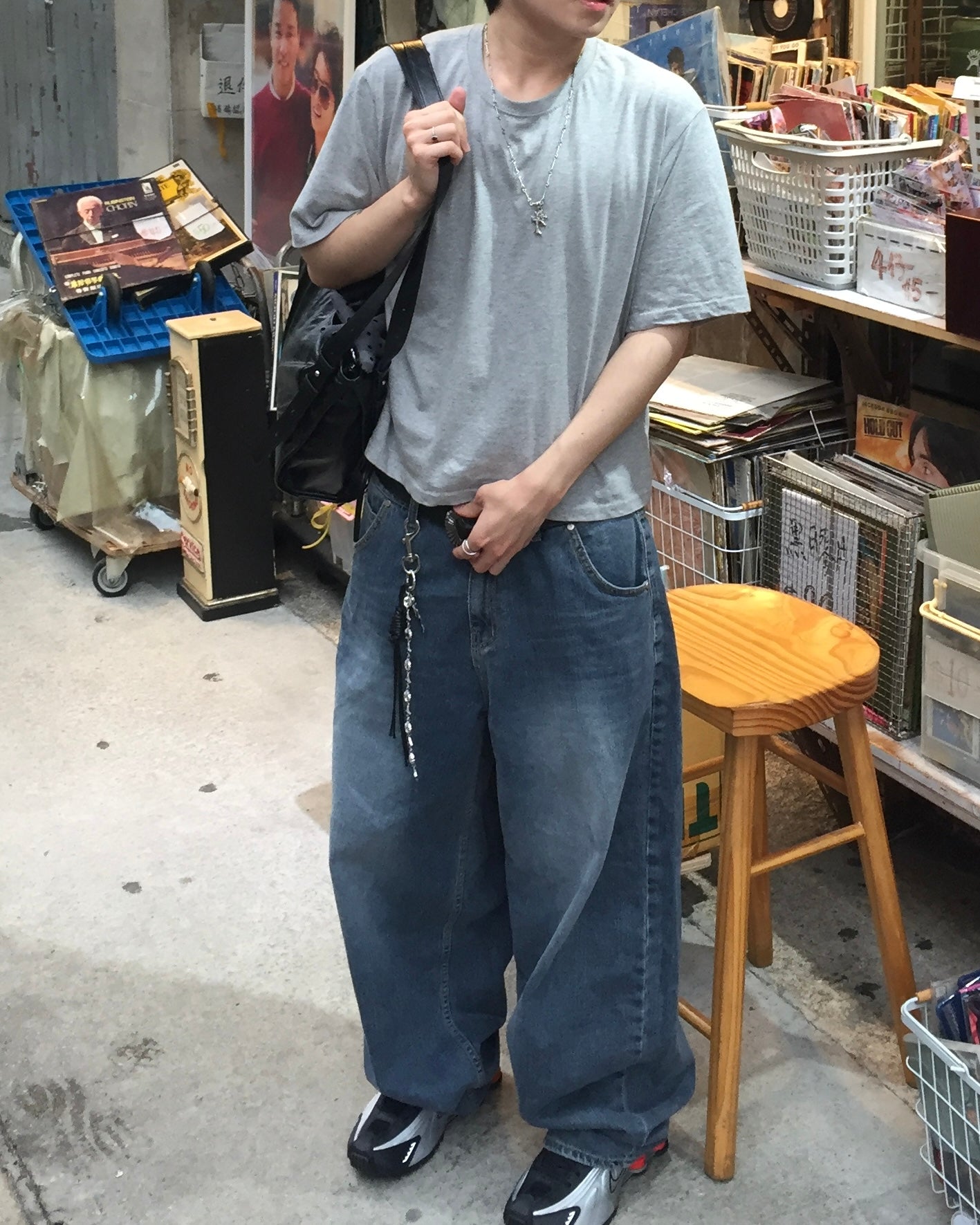 slub balloon wide jeans