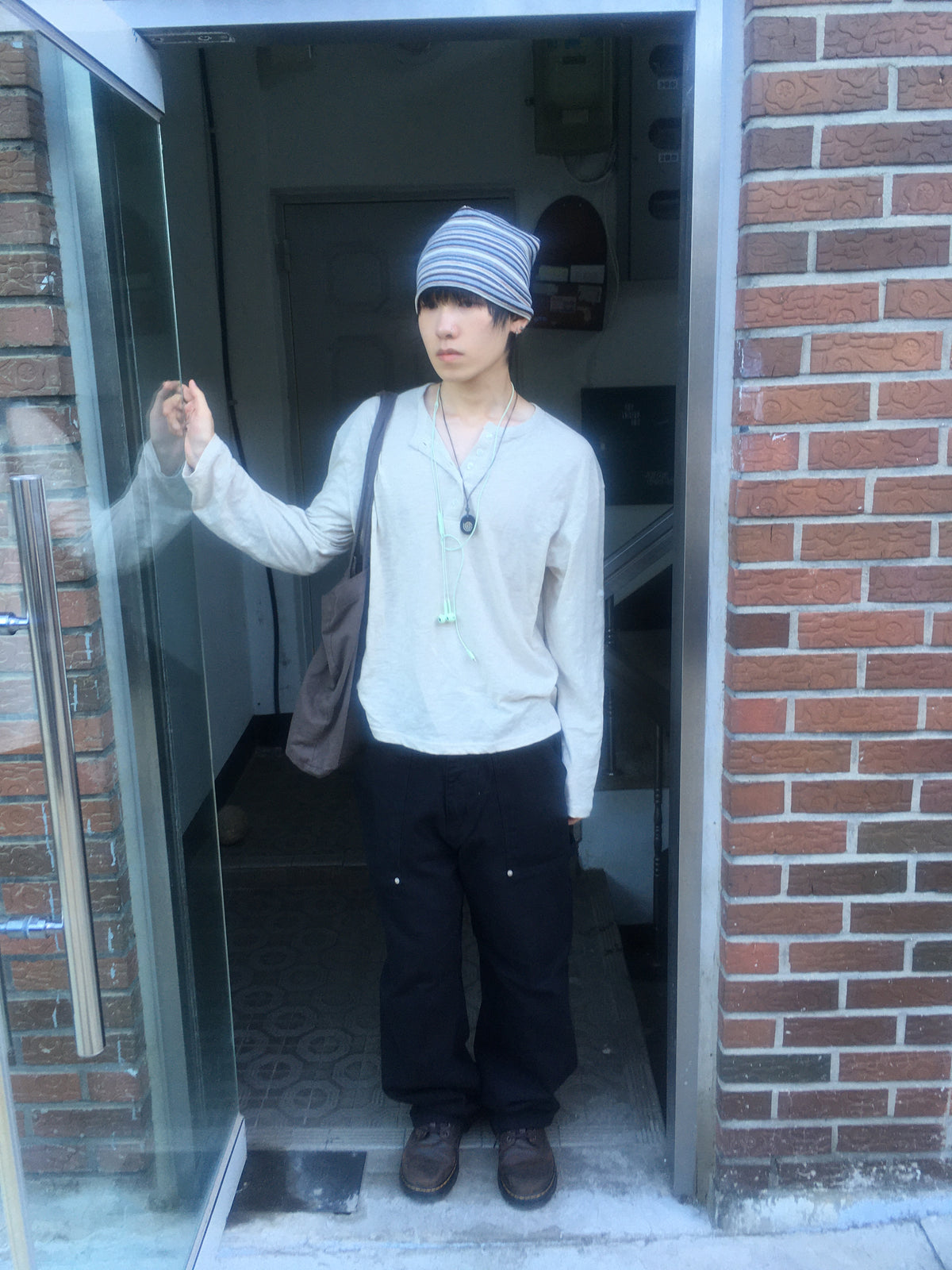 coco stripe beanie (black)