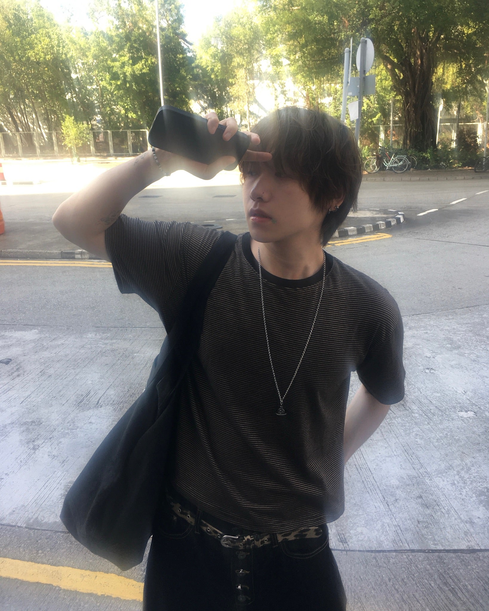 basic striped tee (black)