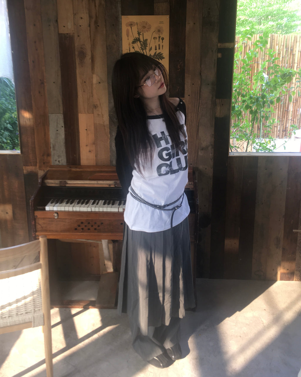 skirt stripe layered pants (grey)