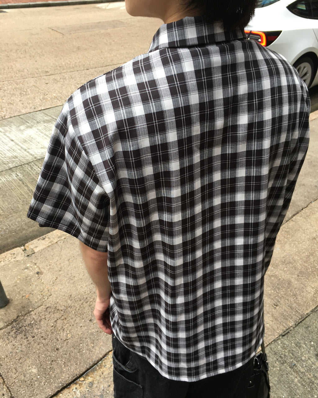london crop checked shirt (black)
