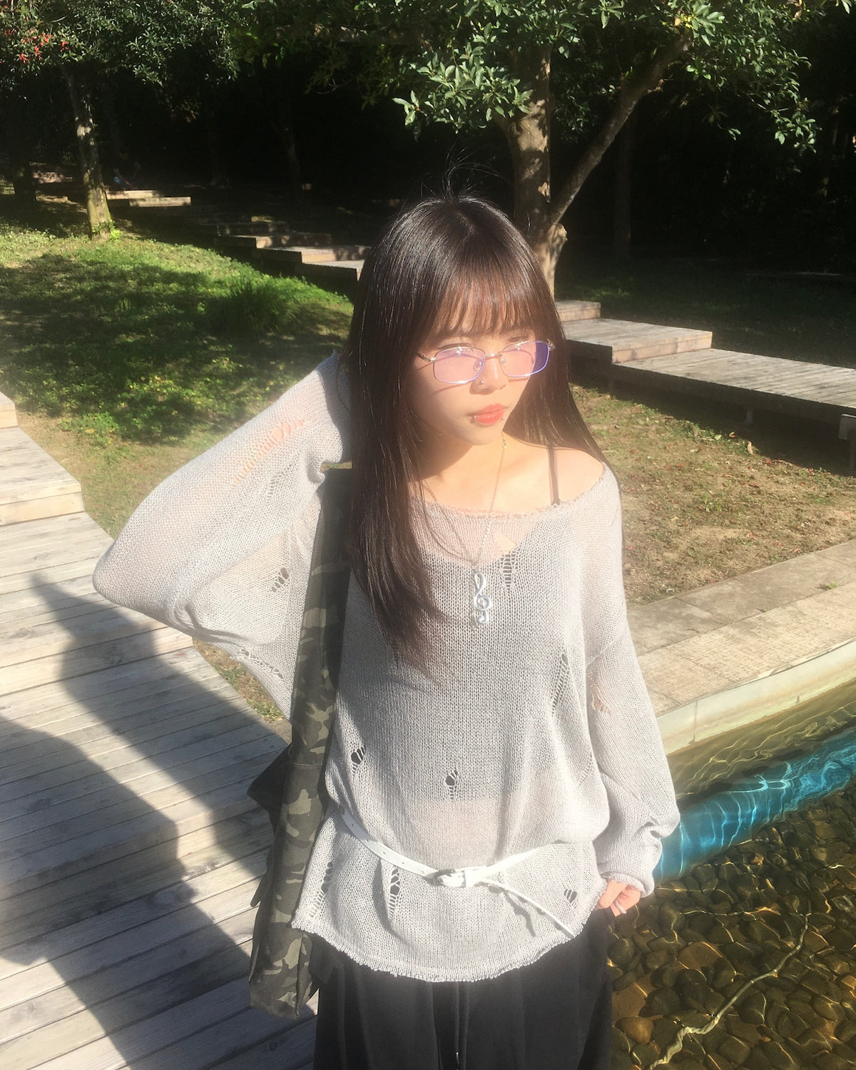 damaged mesh knit (oatmeal)