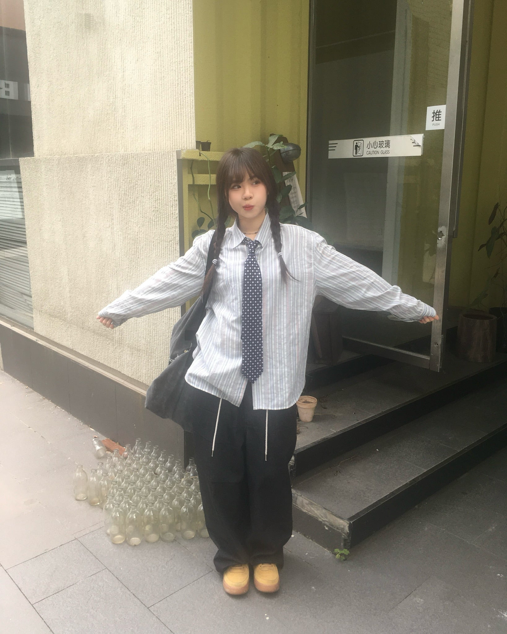 striped crop shirt (blue)