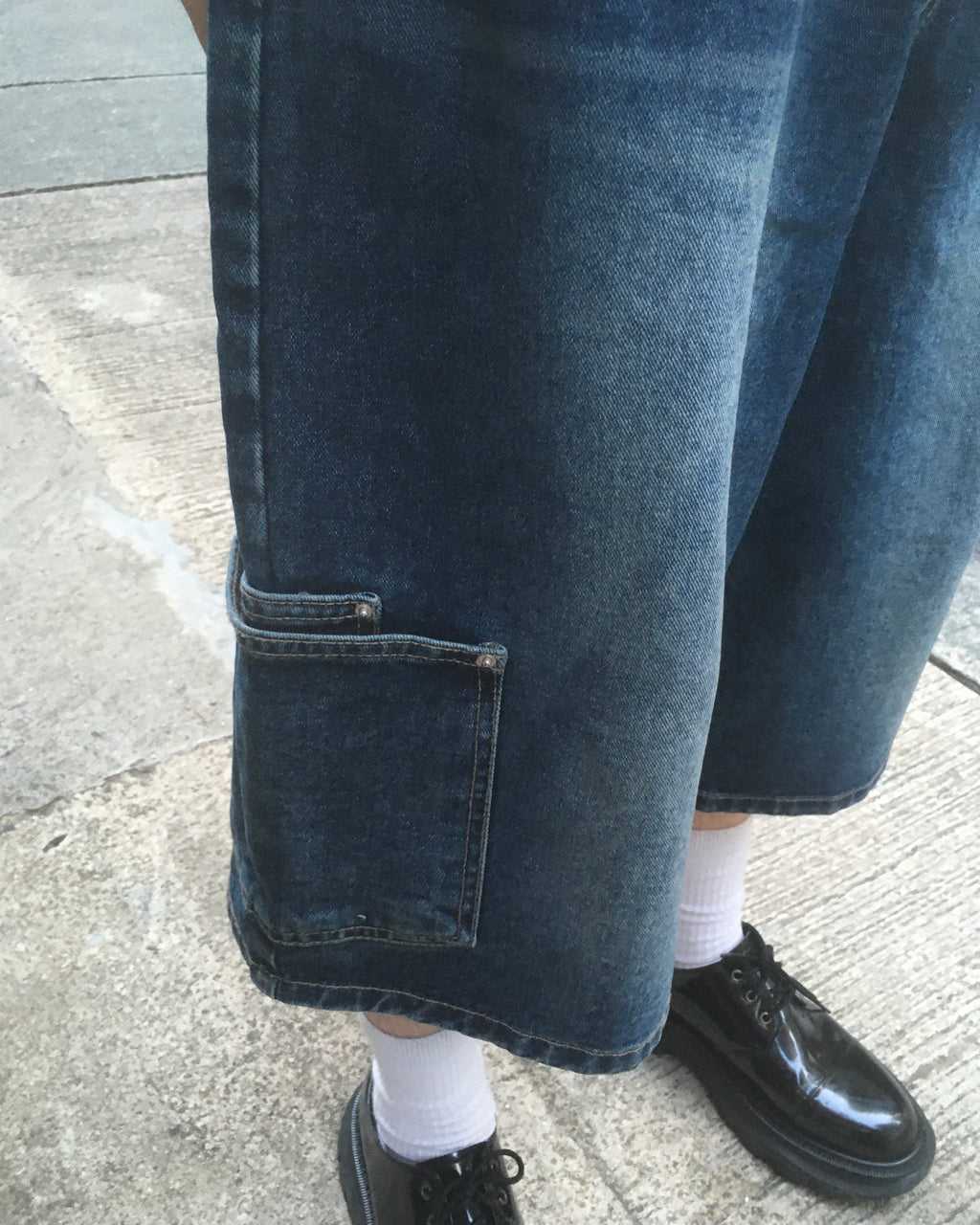 layered pocket bermuda jeans (blue)