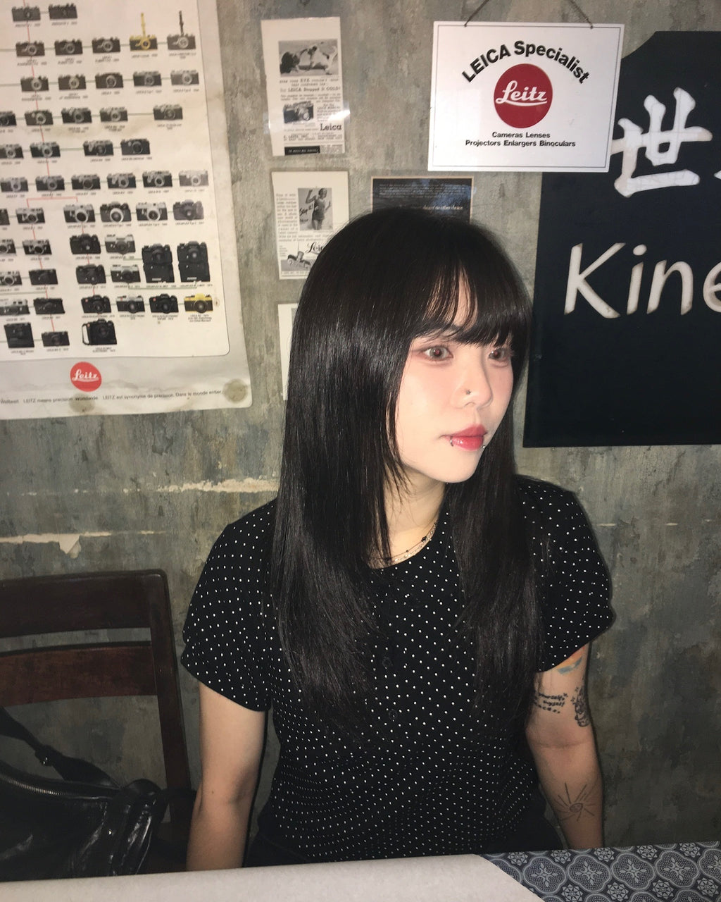 dot rounded puff tee (black)