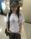 star colored crop tee (white)
