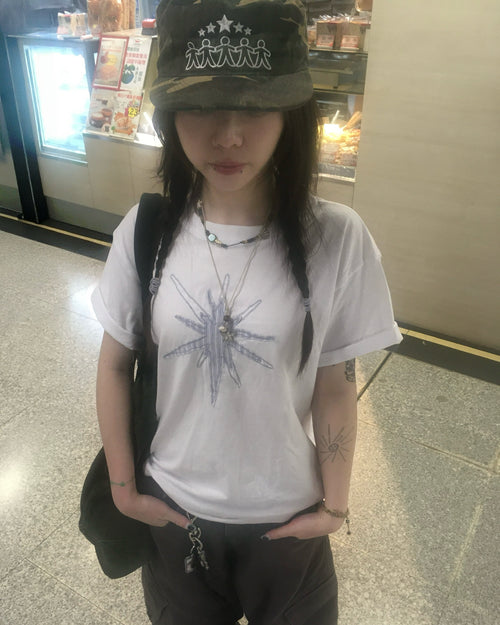 star colored crop tee (white)