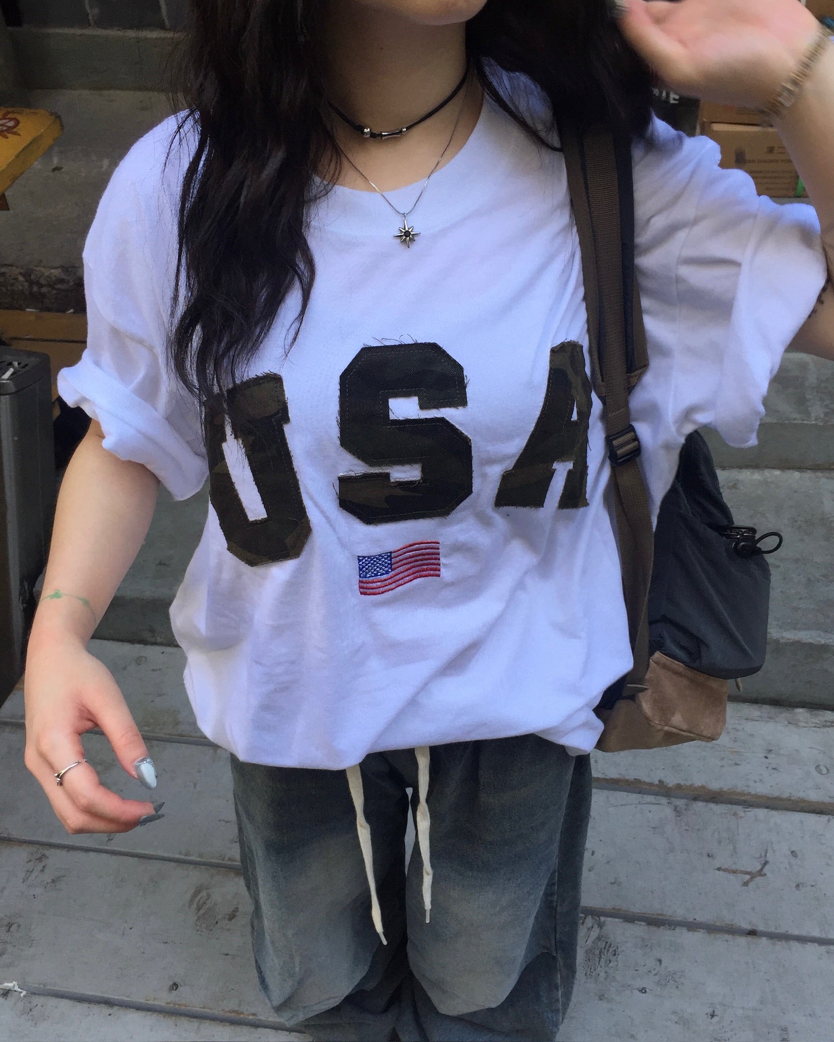 USA camo patch tee (white/camo)