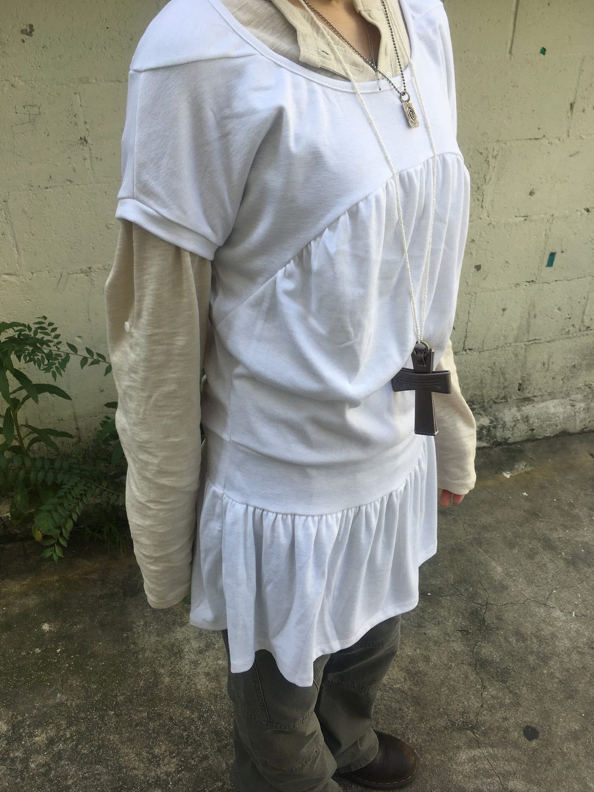 jersey shirring dress (white)
