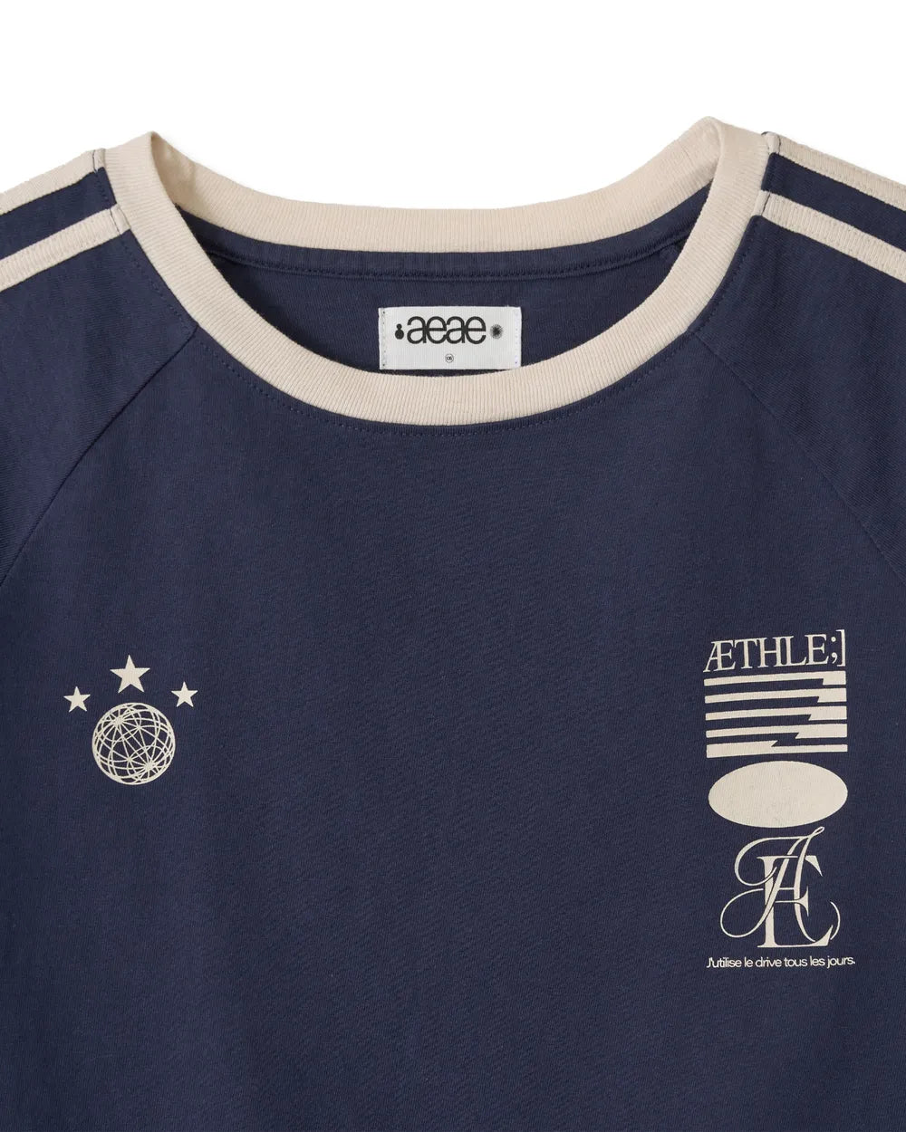 AEAE ATHLETE STRIPE HALF T-SHIRTS (NAVY)