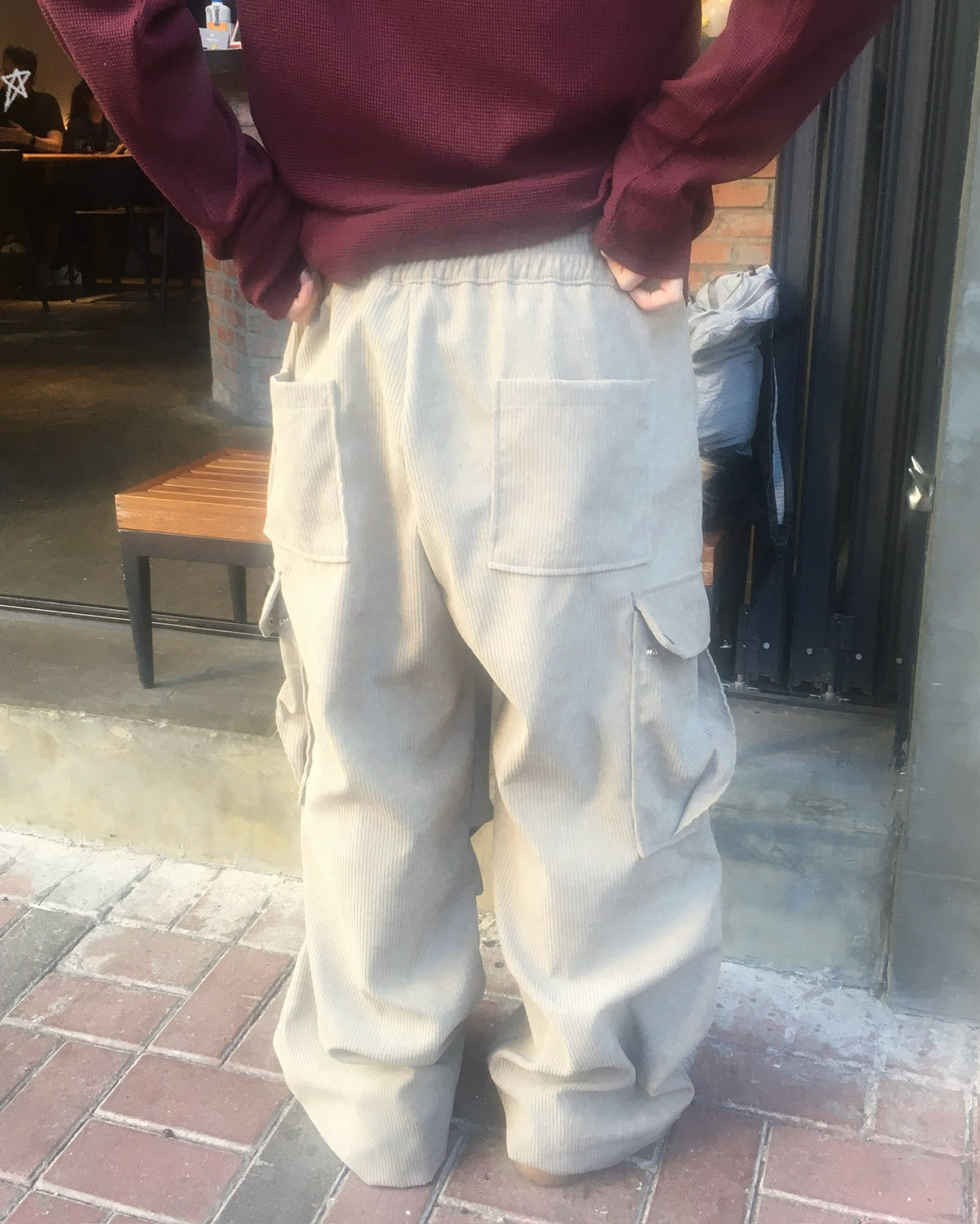 corduroy cargo pants (beige)