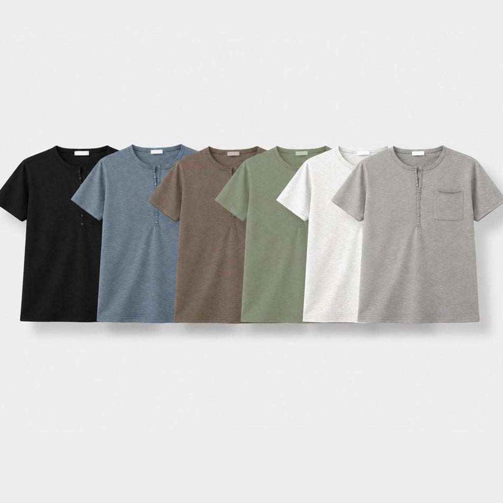 henley button tee (vintage blue)