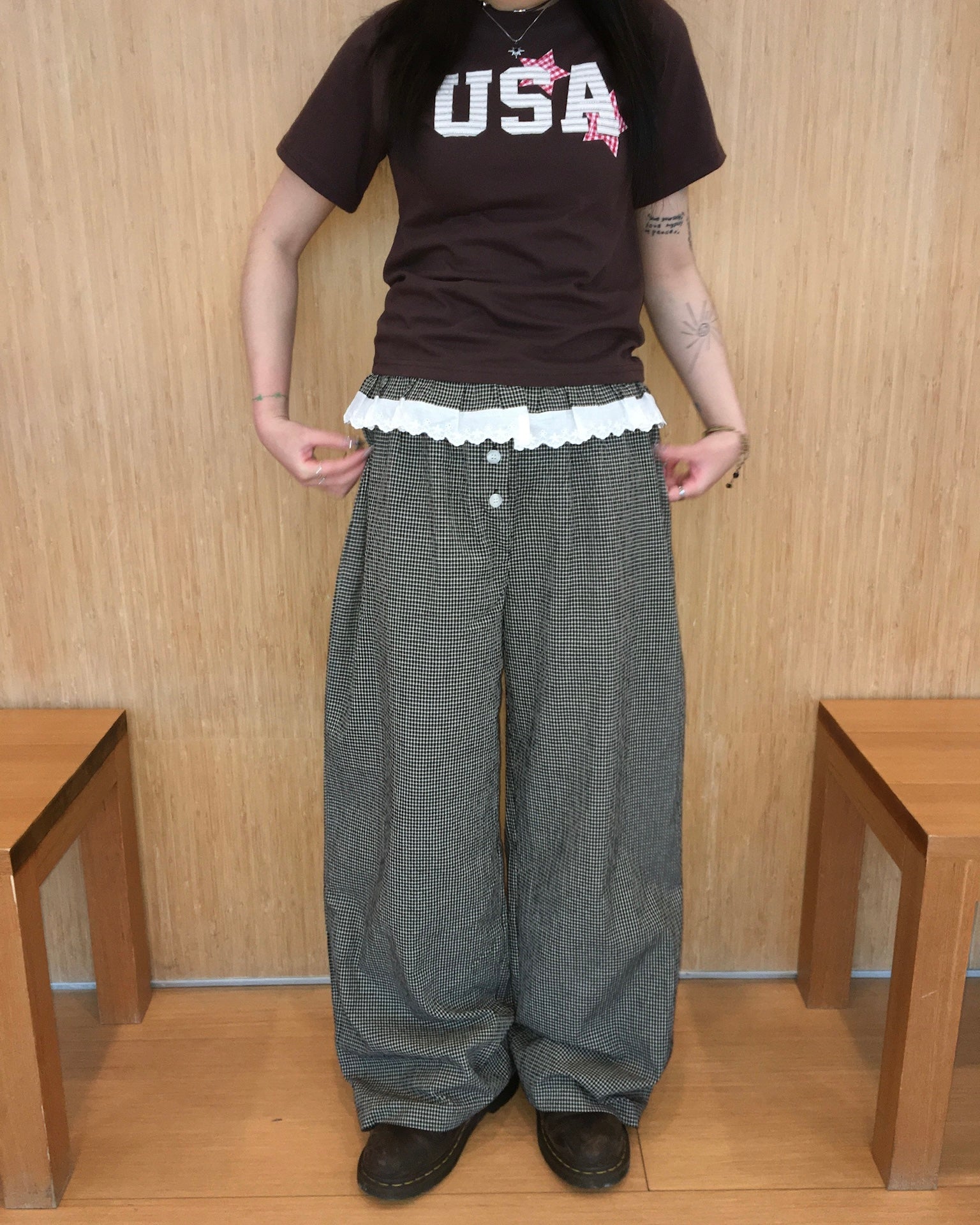 USA star crop tee (brown)