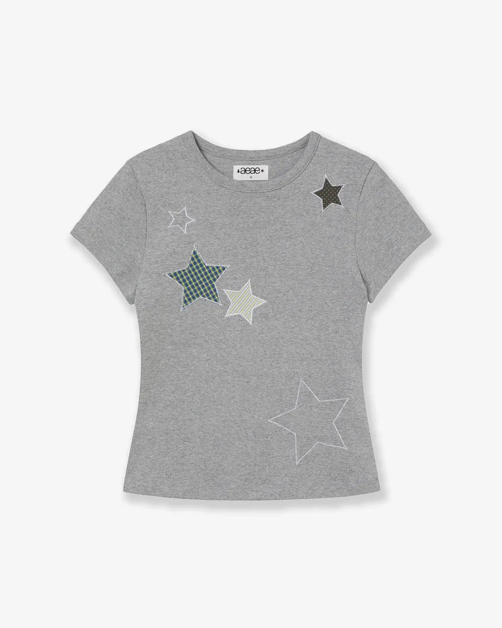 AEAE CHECK STAR TEE (GREY)