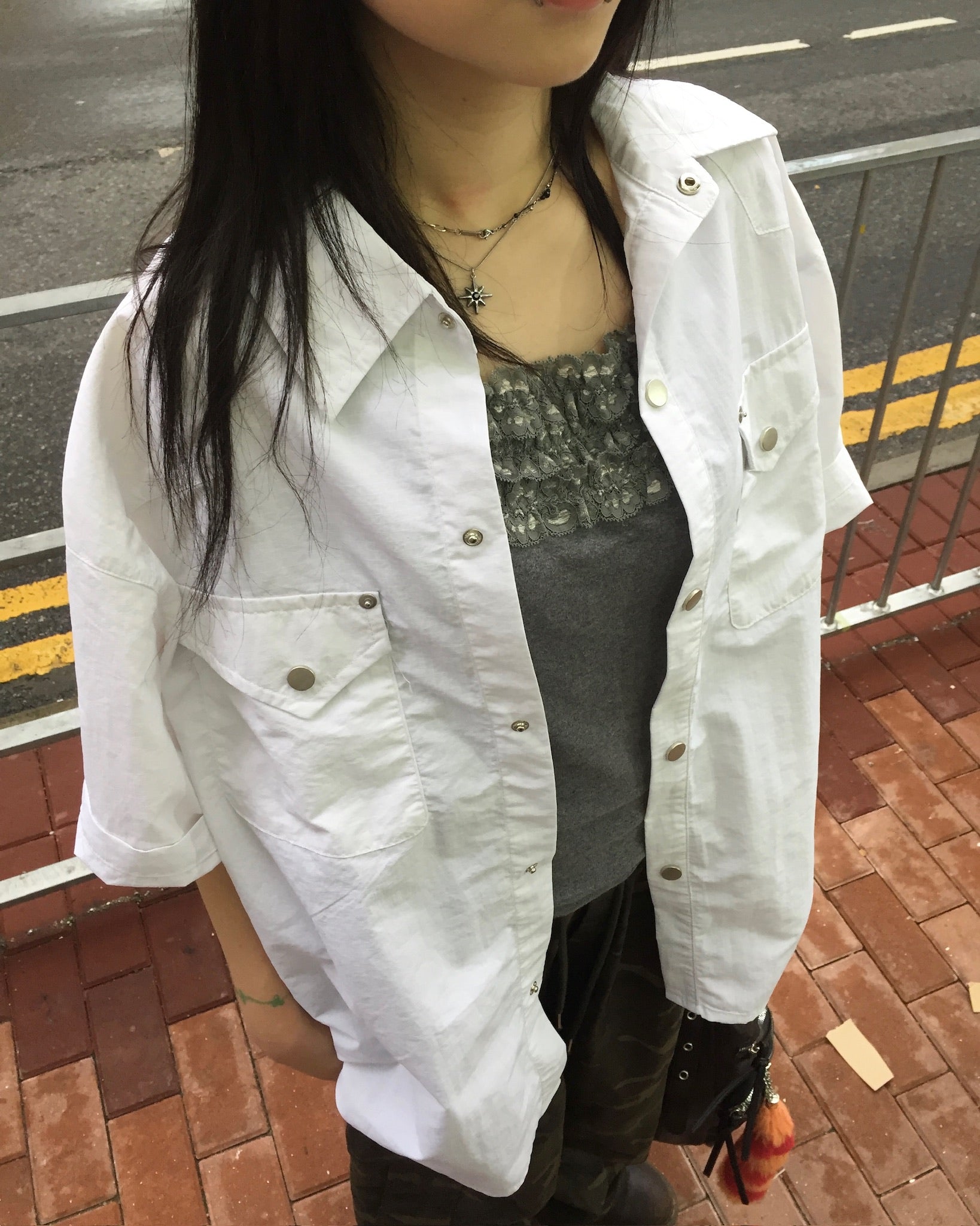 (in stock) western nylon shirt (white)