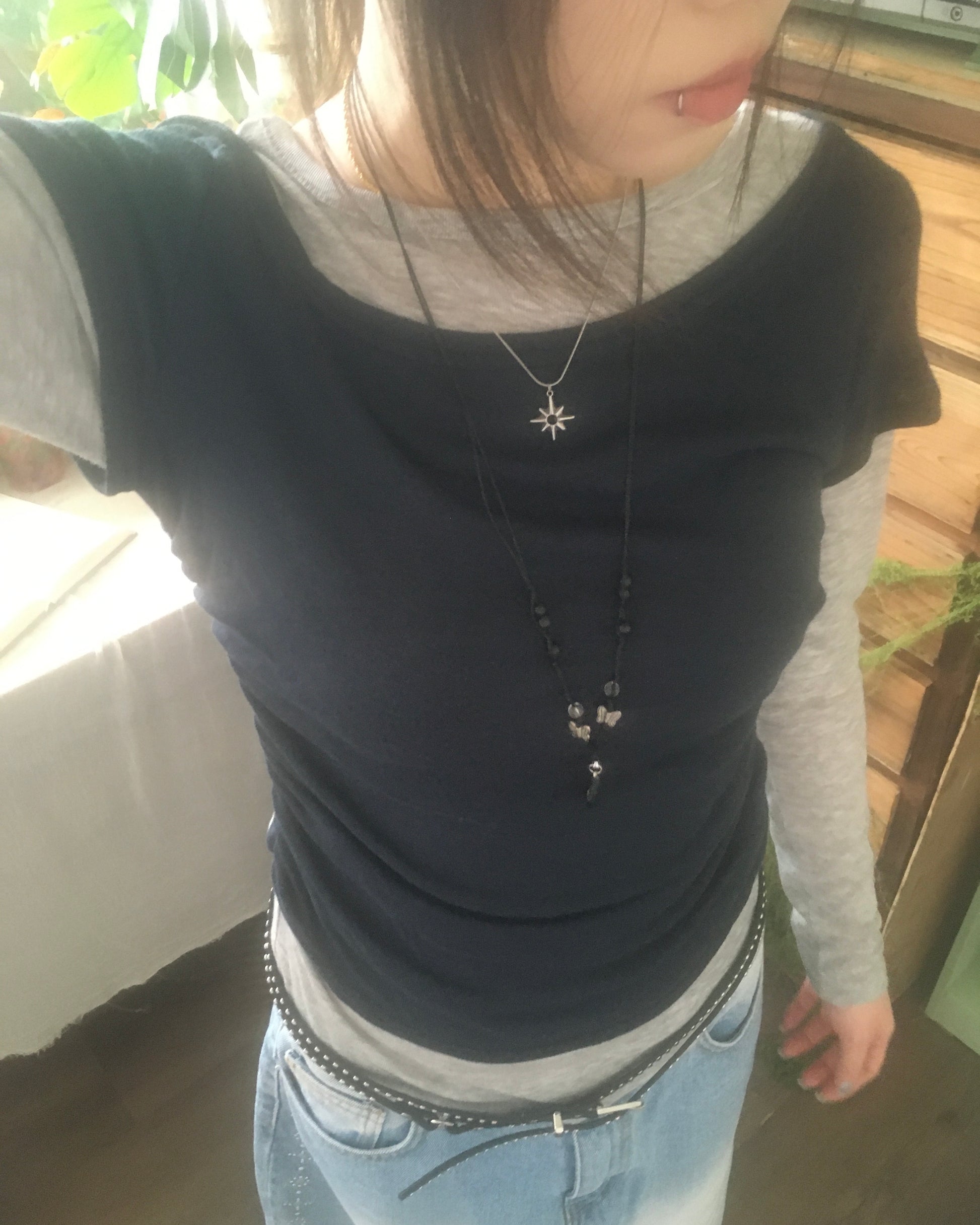 tencel color layered tee (grey)