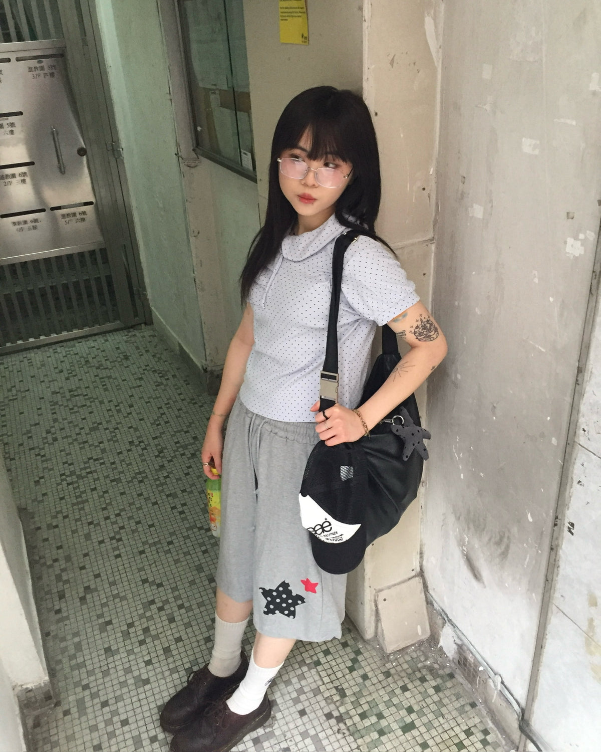kisses cotton shorts (grey)