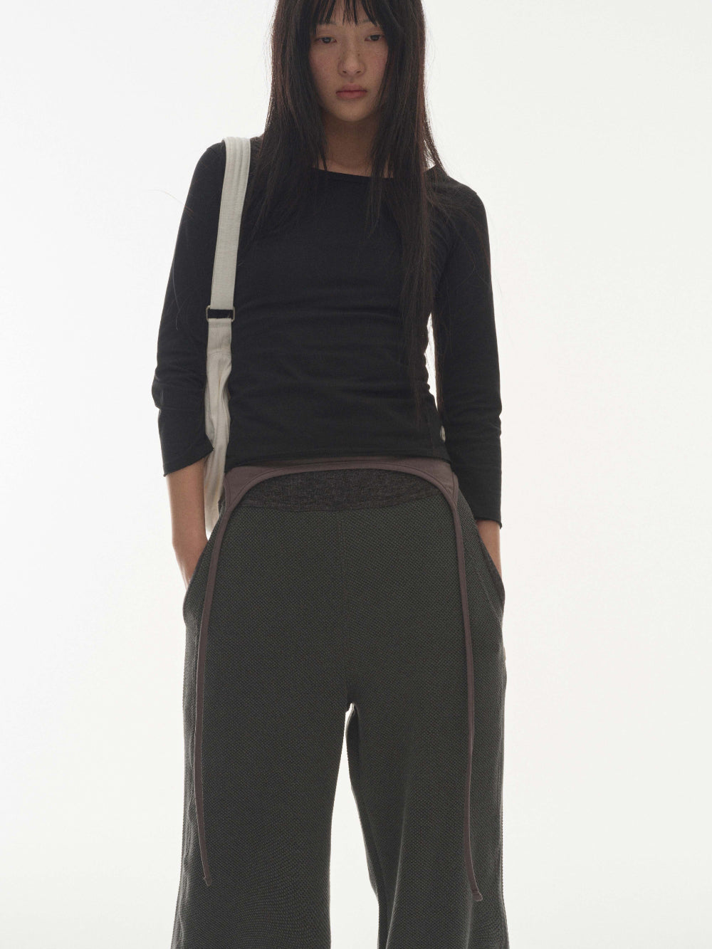 ✪【𝘱𝘳𝘦-𝘰𝘳𝘥𝘦𝘳】coyseio ribbed band pants (charcoal)